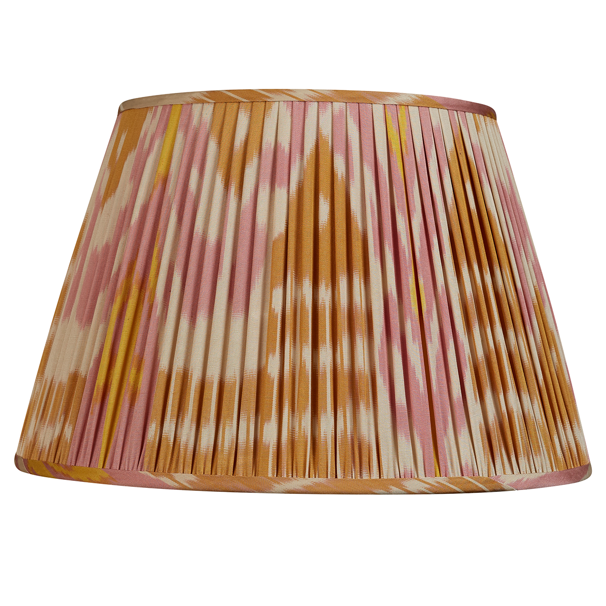 16 Inch Pink and caramel silk/cotton ikat lampshade