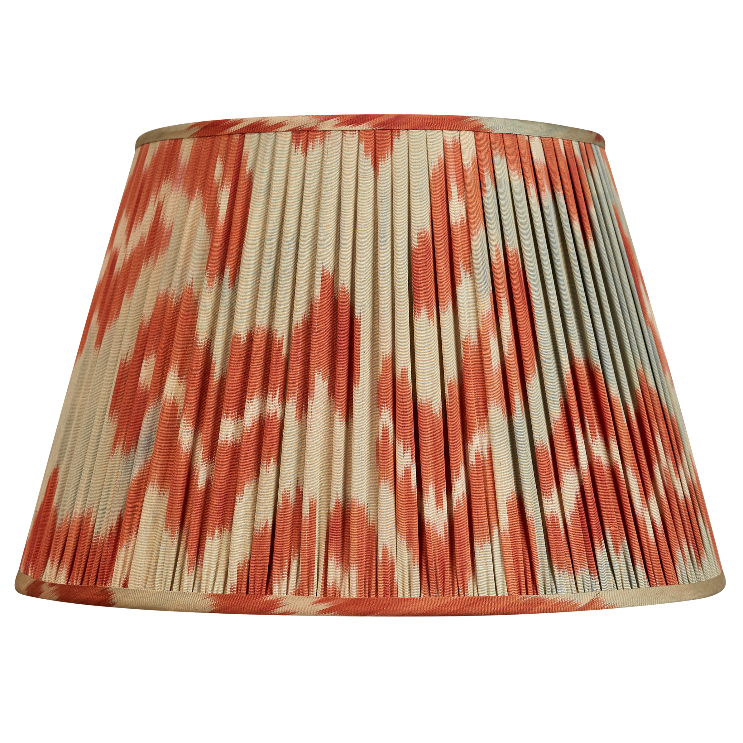 16 Inch Cintamaṇi aerial blue and red design silk and cotton ikat lampshade