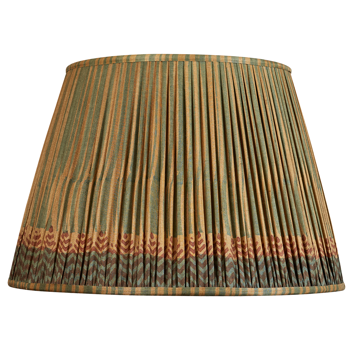 18 Inch Teal and green stripe silk sari lampshade with border