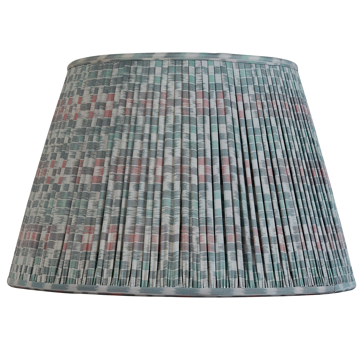 16 Inch Sage and bottle geometric design silk sari lampshade
