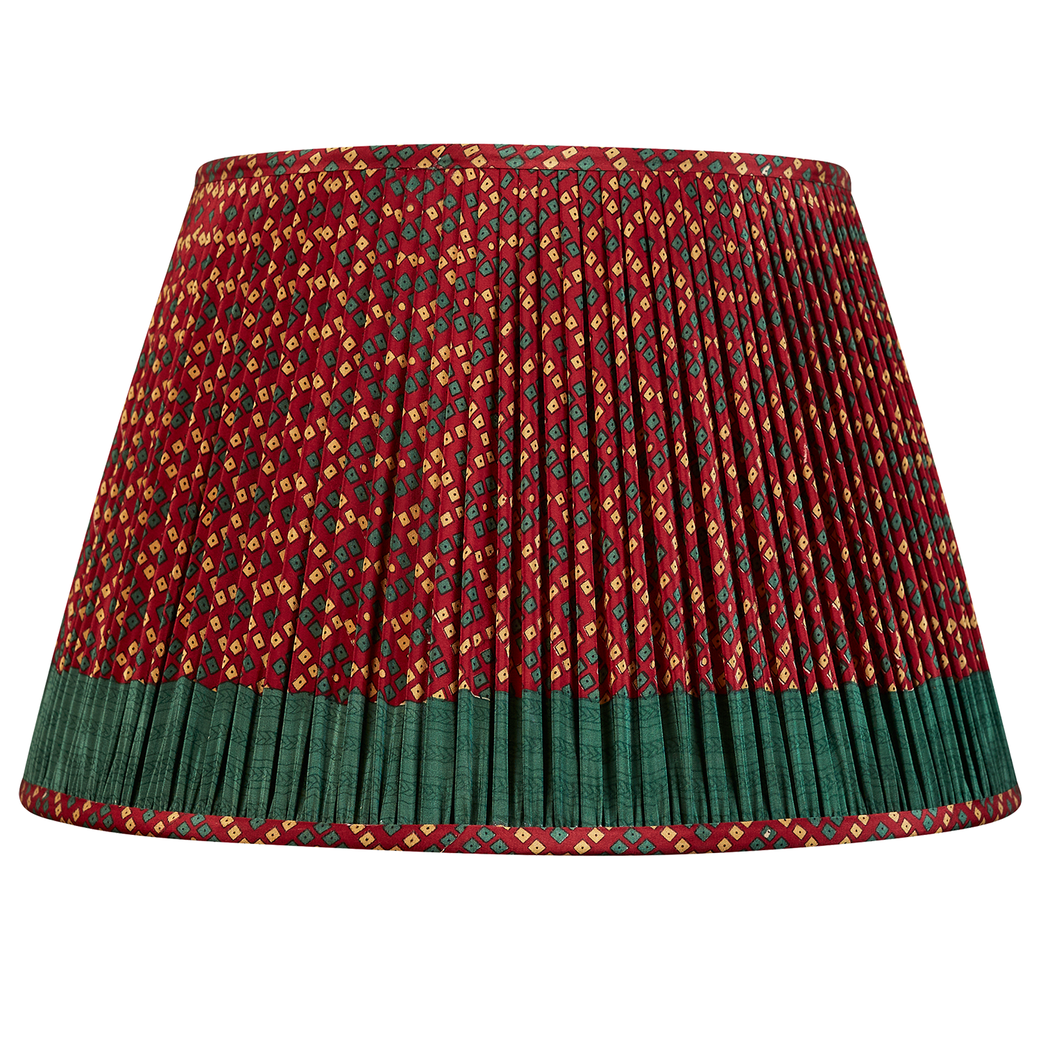 16 Inch Burgundy geometric design silk sari lampshade