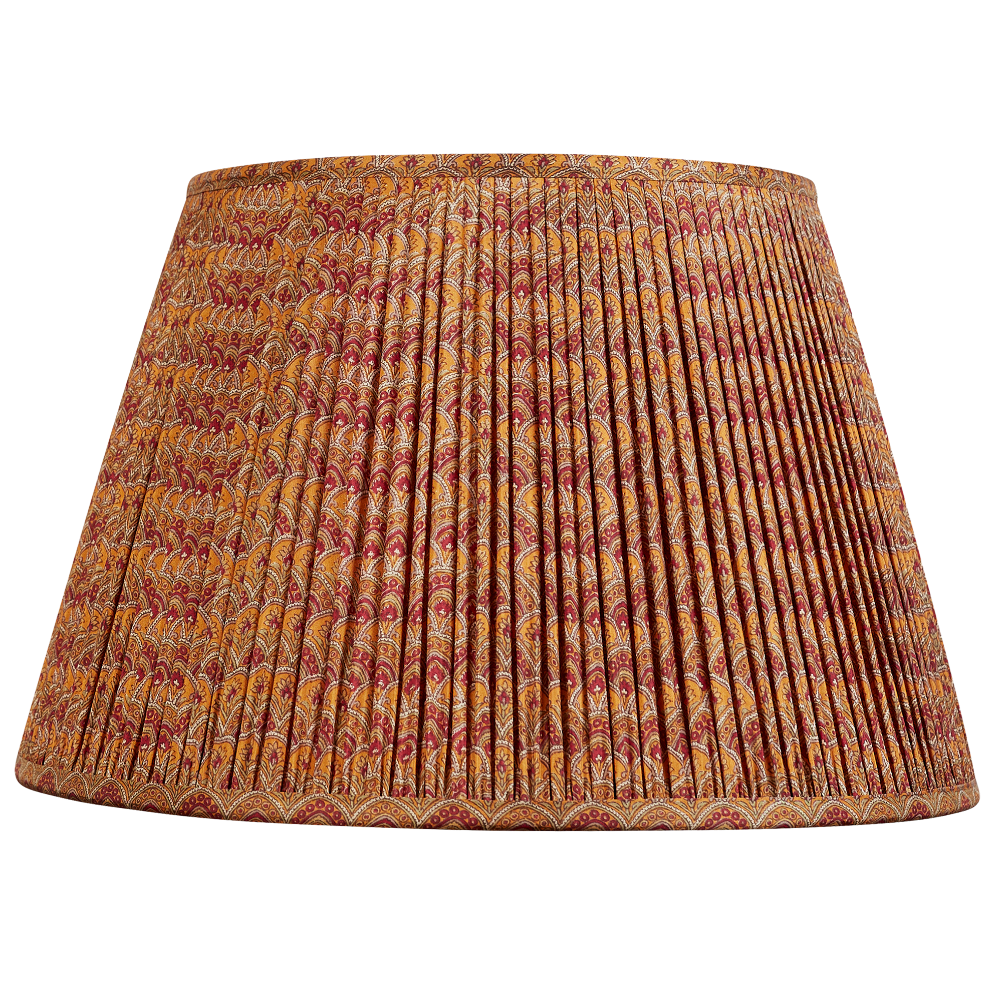 16 Inch Burgundy and saffron geometric floral design silk sari lampshade