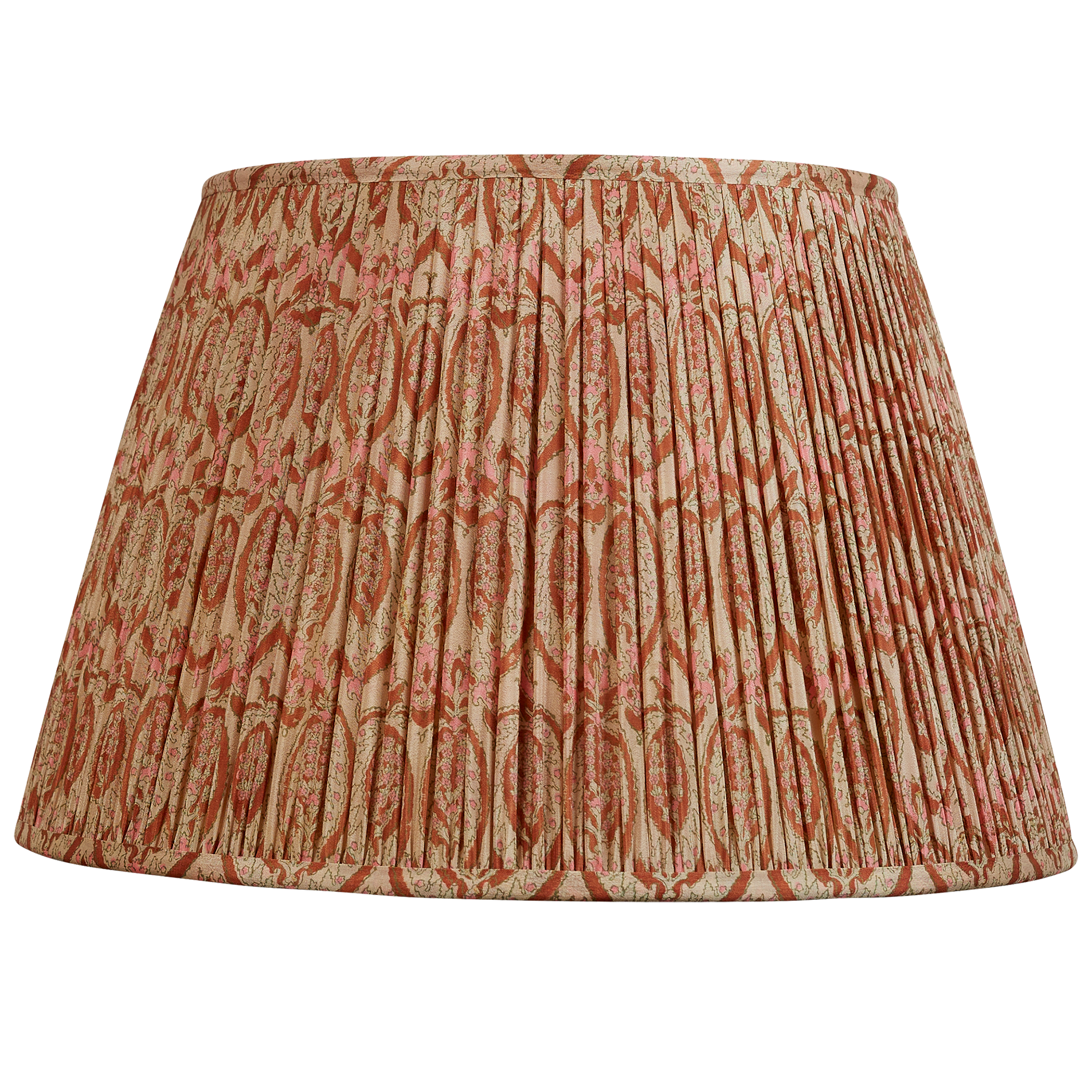 16 Inch Terracotta and pink floral design silk sari lampshade