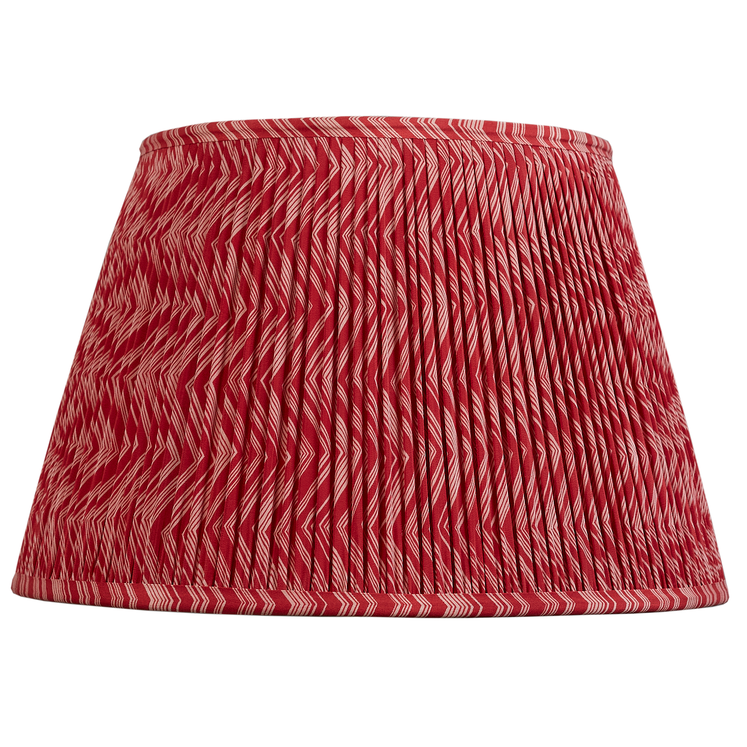 16 Inch red and pink chevron design silk sari lampshade