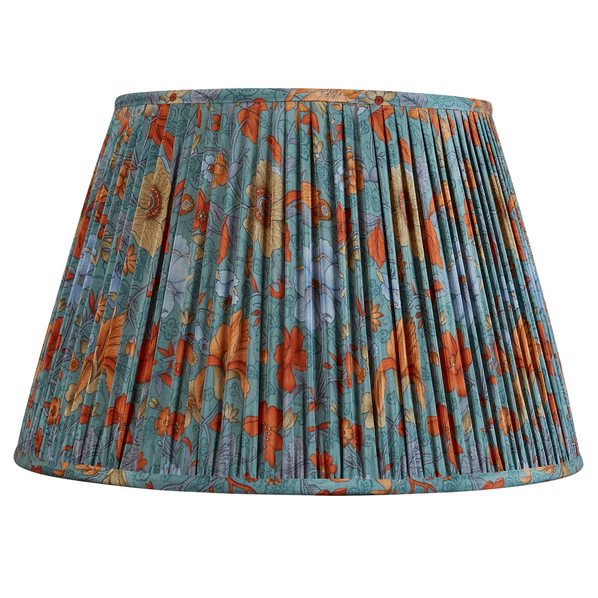 16 Inch Blue floral design silk sari lampshade