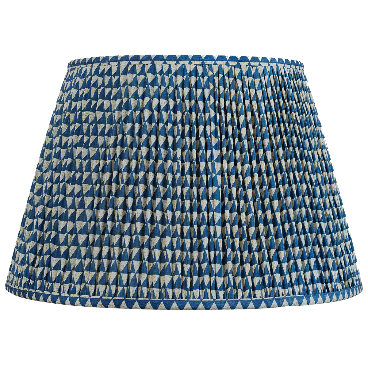 16 Inch Navy blue and cream geometric design silk sari lampshade