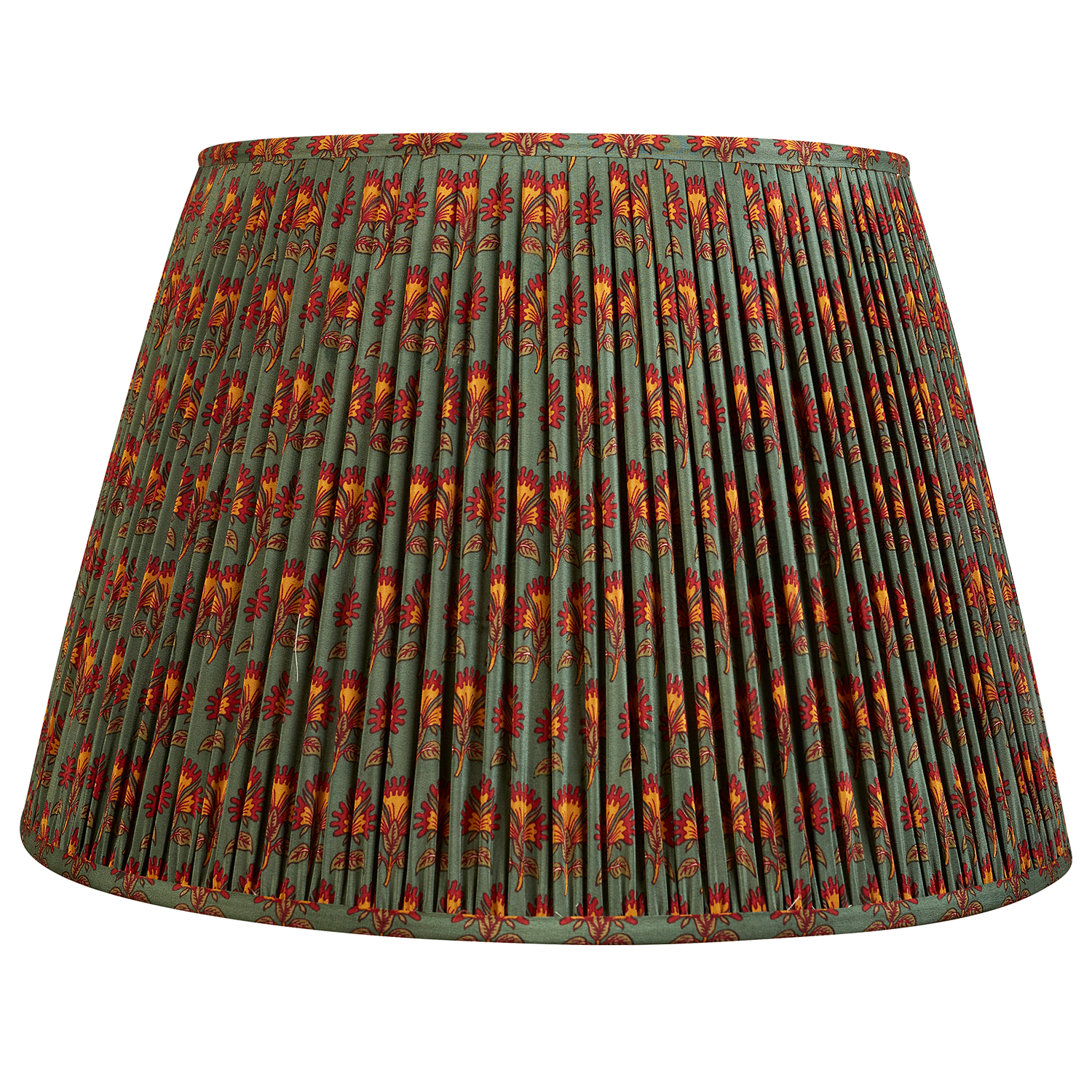 18 Inch Green/red floral design silk sari lampshade
