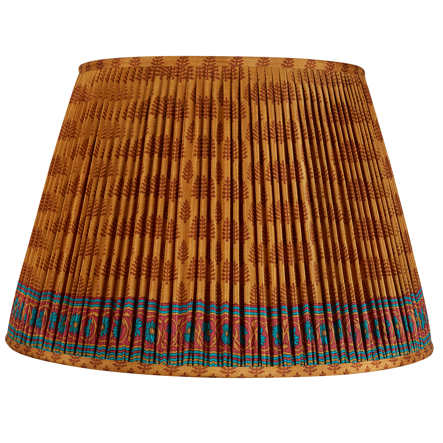 18 Inch Caramel and brown silk sari lampshade with border