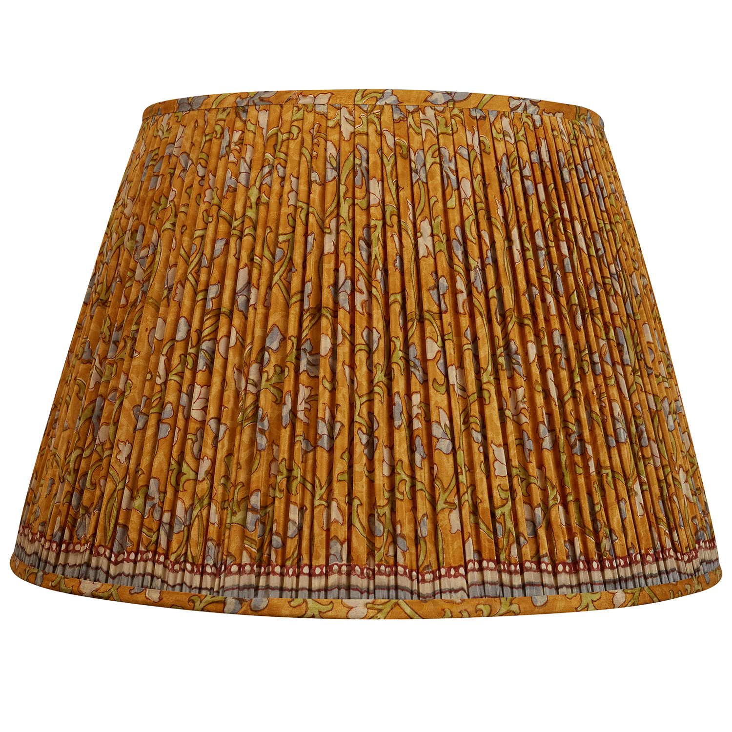 18 Inch Mustard and green floral design silk sari lampshade