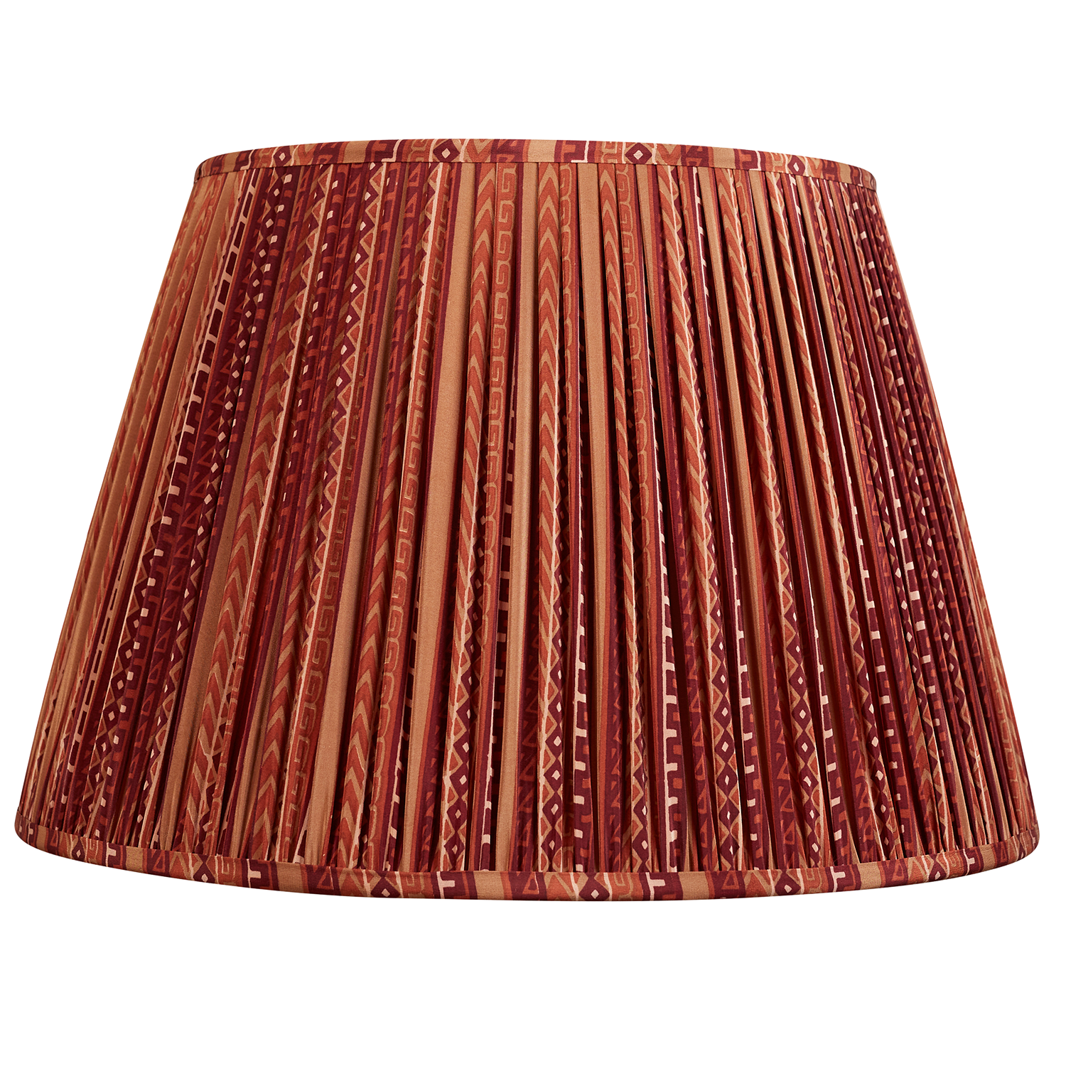 18 Inch Burgundy and rust geometric design silk sari lampshade