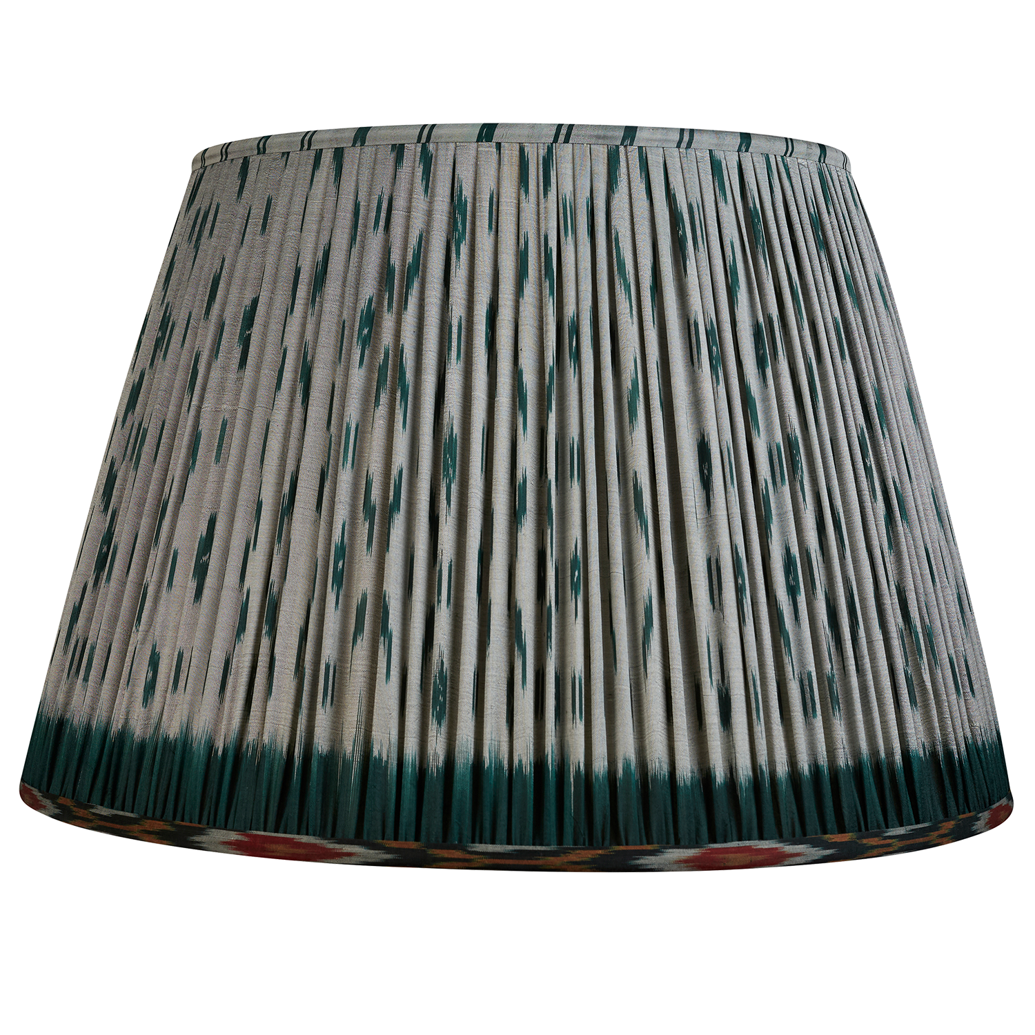 18 Inch Mint and forest green patola design silk sari lampshade with border