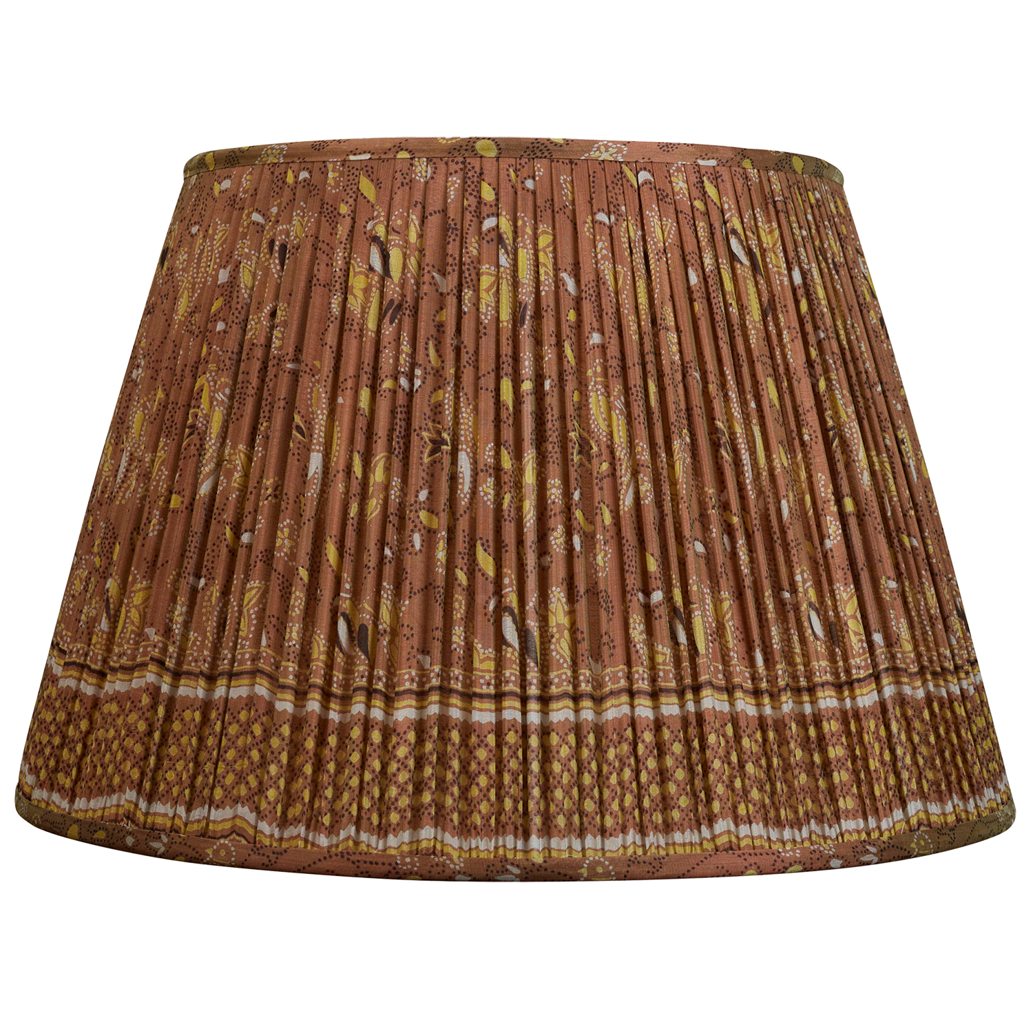 18 Inch (46cm) Lavender and green floral design silk sari lampshade with border