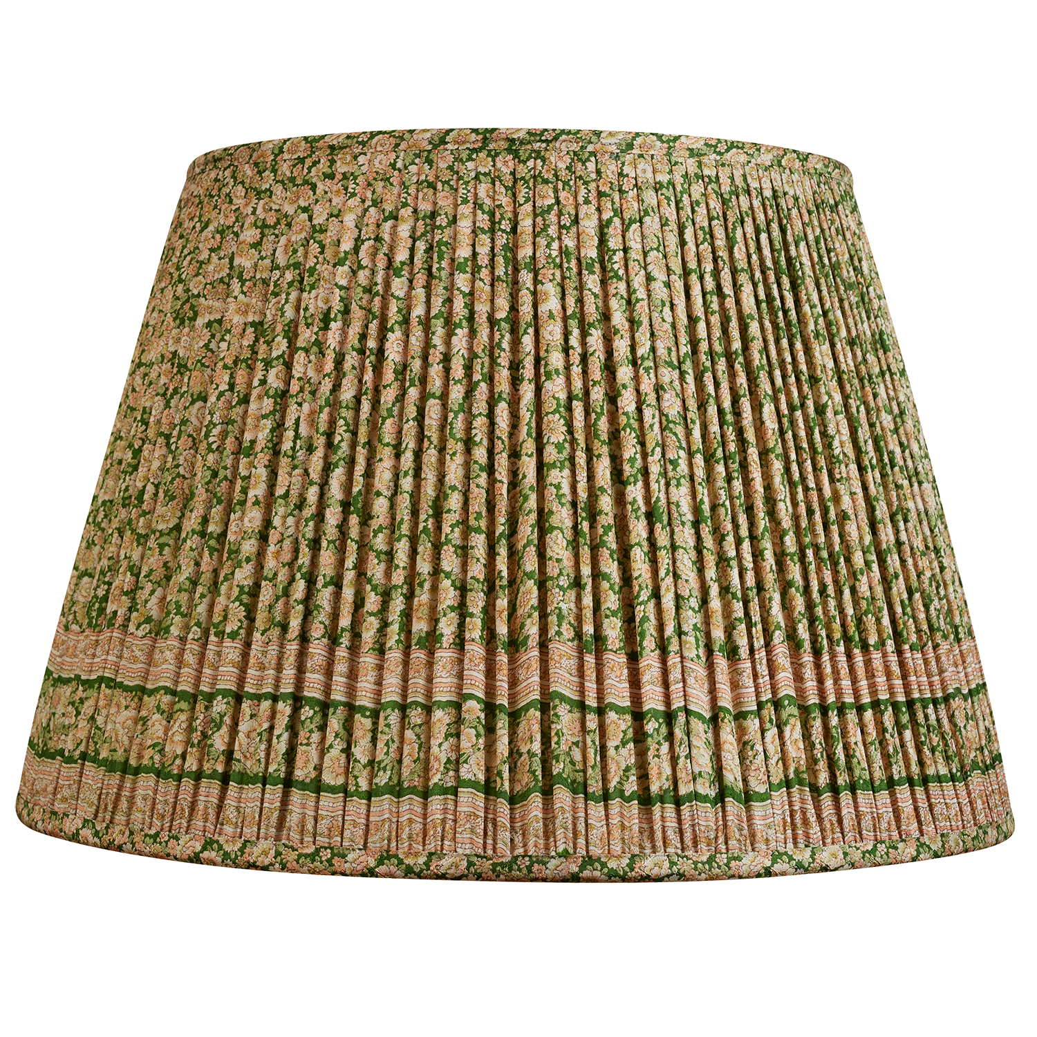 18 Inch Green and cream floral design silk sari lampshade