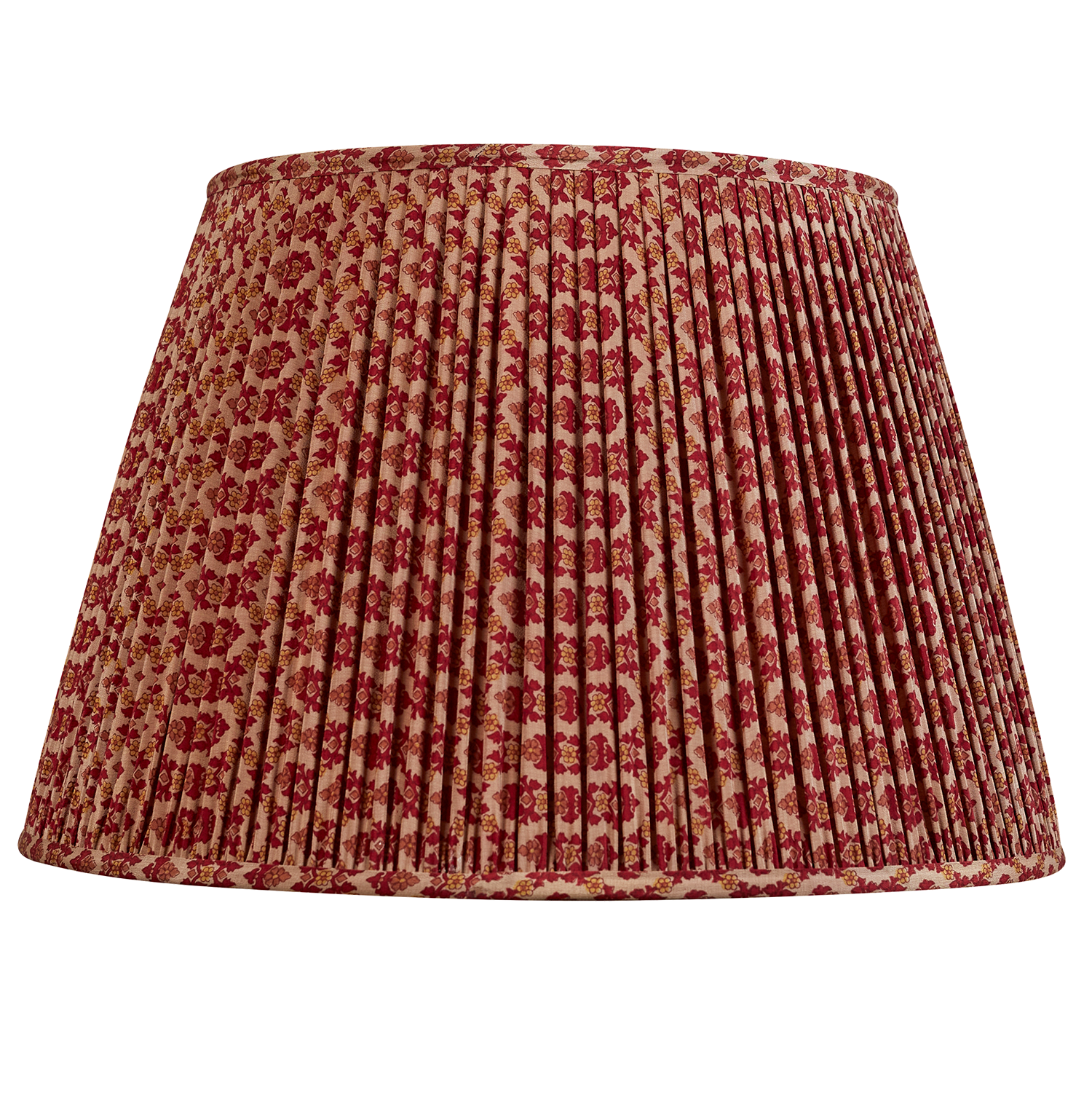 18 Inch Deep red floral design on mushroom ground silk sari lampshade