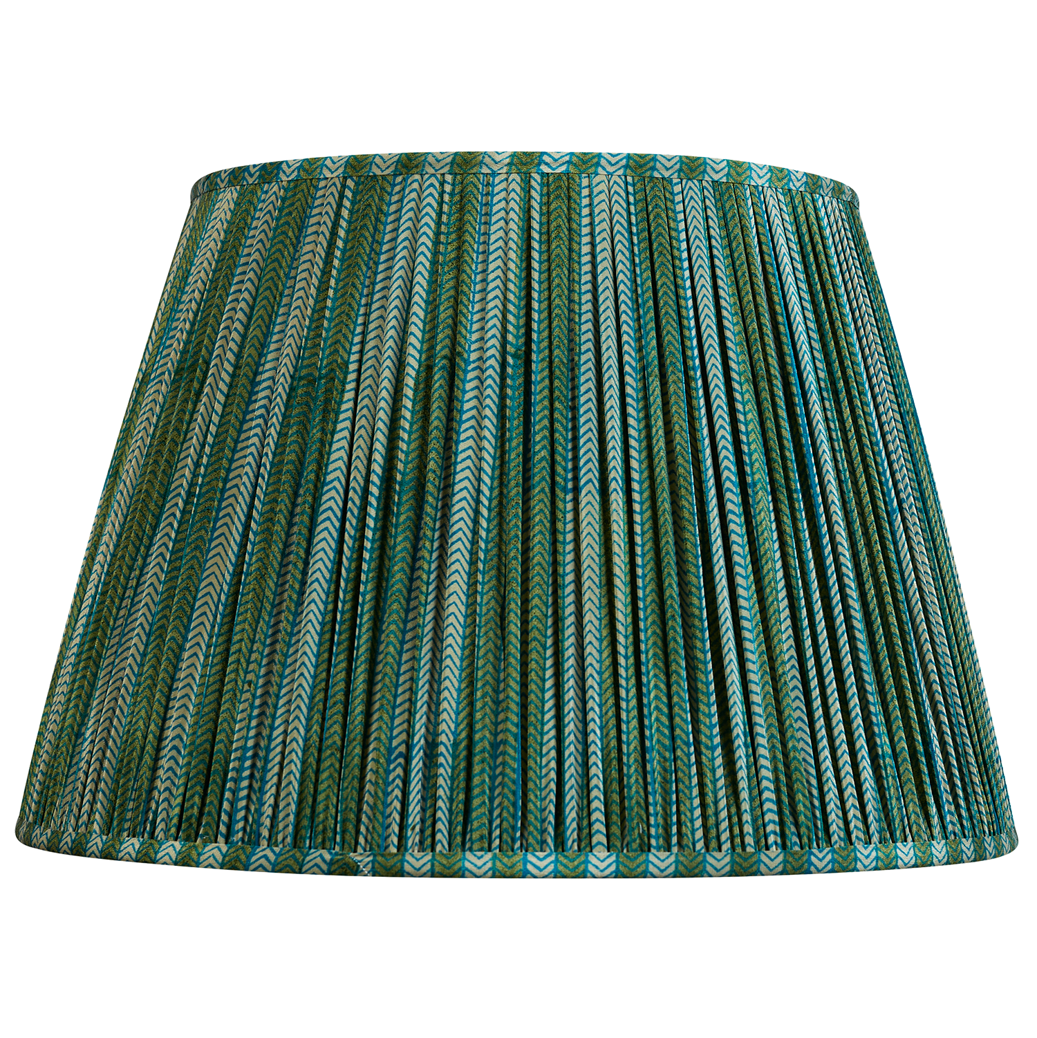 18 Inch Bright green and bottle green chevron design silk sari lampshade