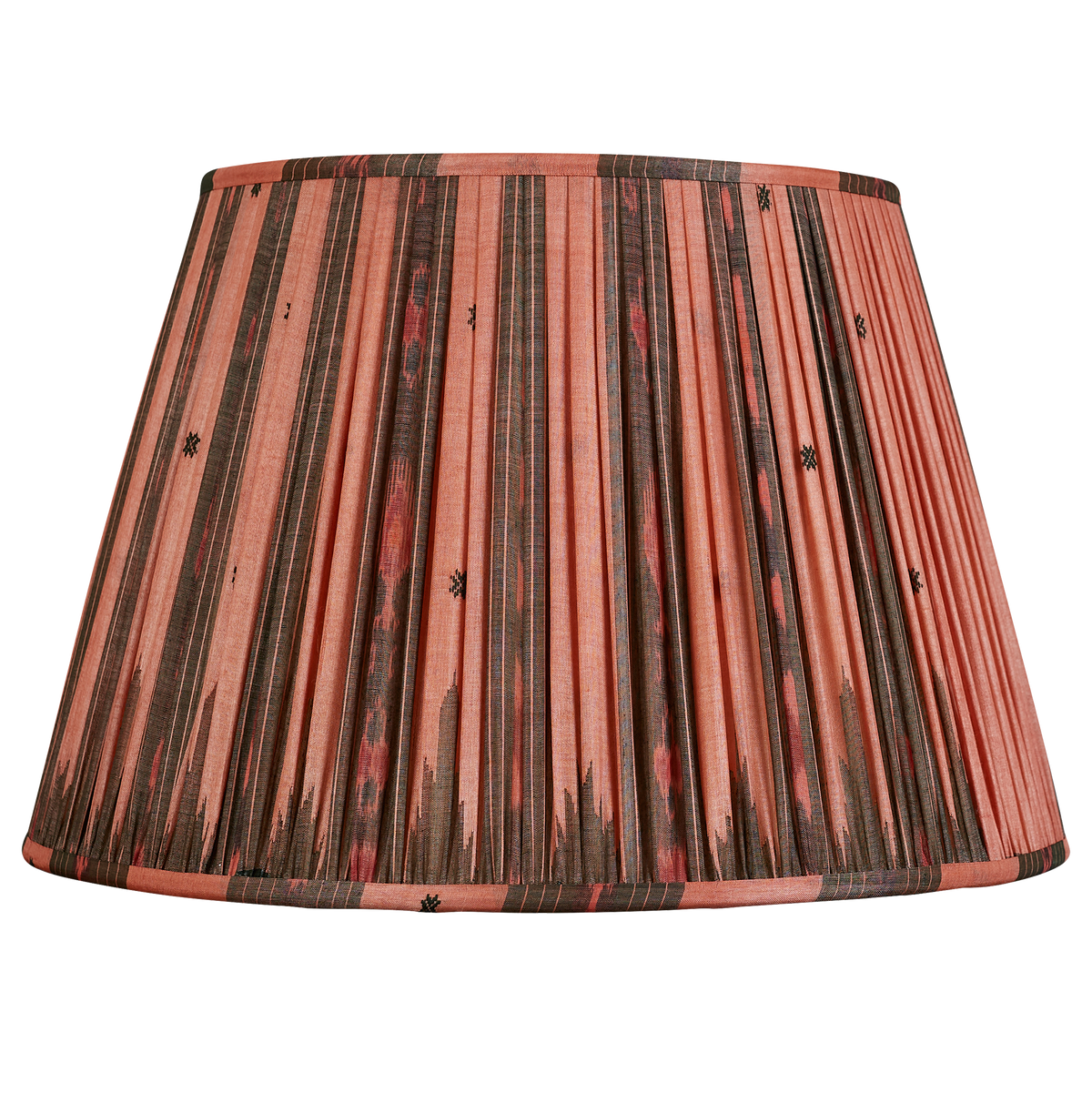 18 Inch Rose and grey Ikat style silk sari lampshade with subtle embroidered motif