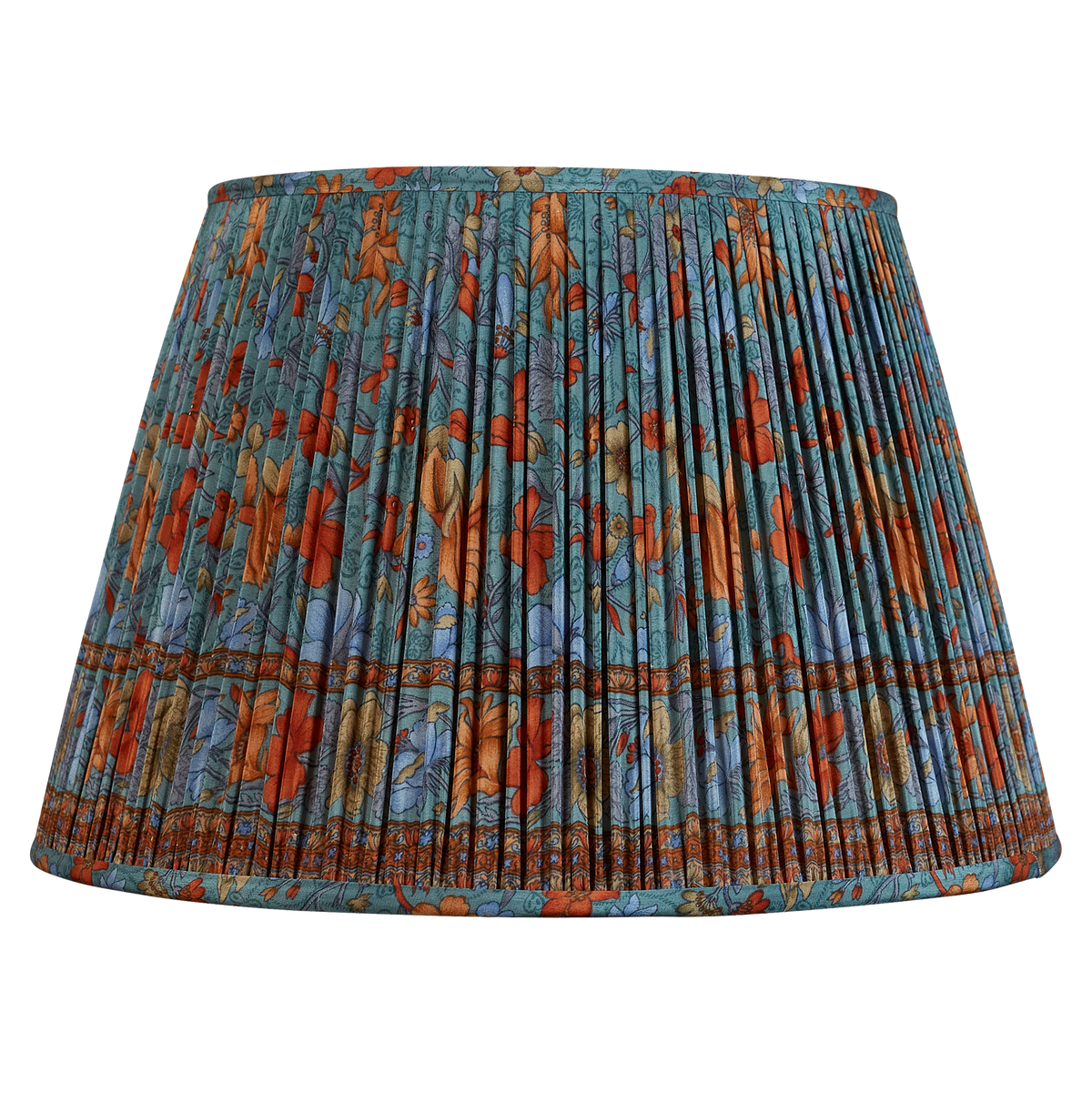 18 Inch Blue floral design silk sari lampshade with border