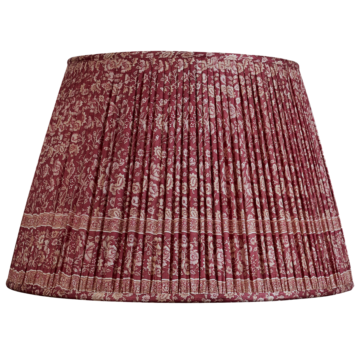 18 Inch Light Bordeaux floral design silk sari lampshade with border