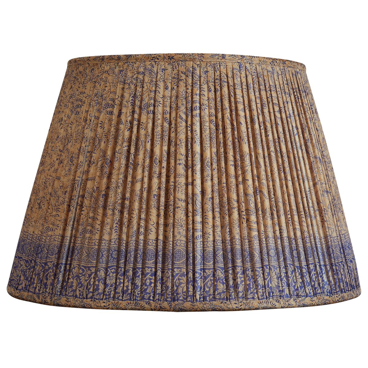18 Inch Pale brown/gold floral design silk sari lampshade with border