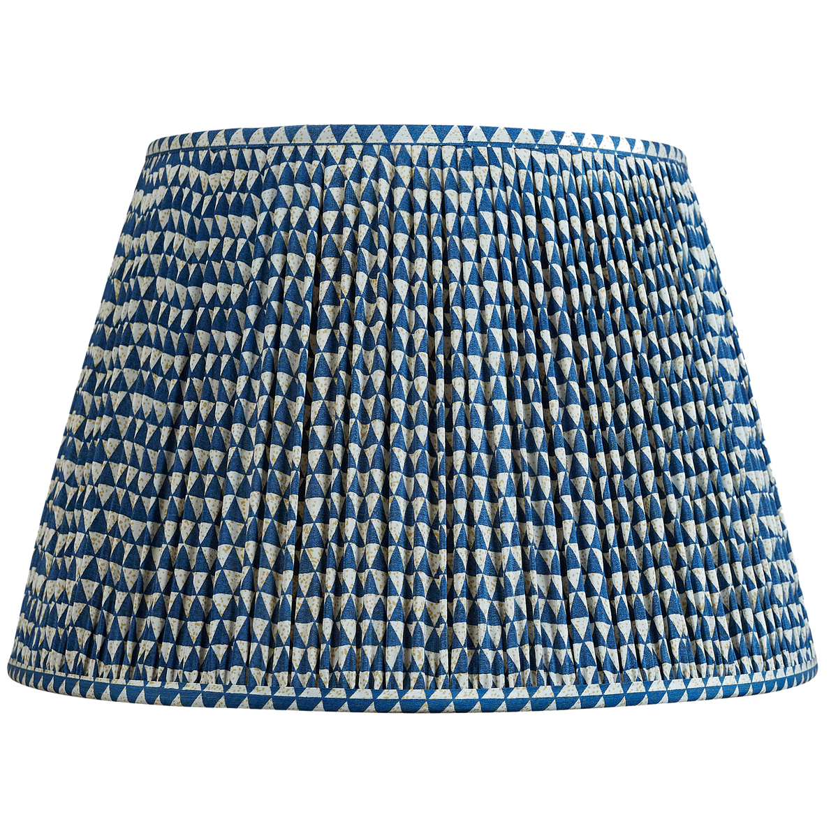 18 Inch Navy blue and cream geometric design silk sari lampshade