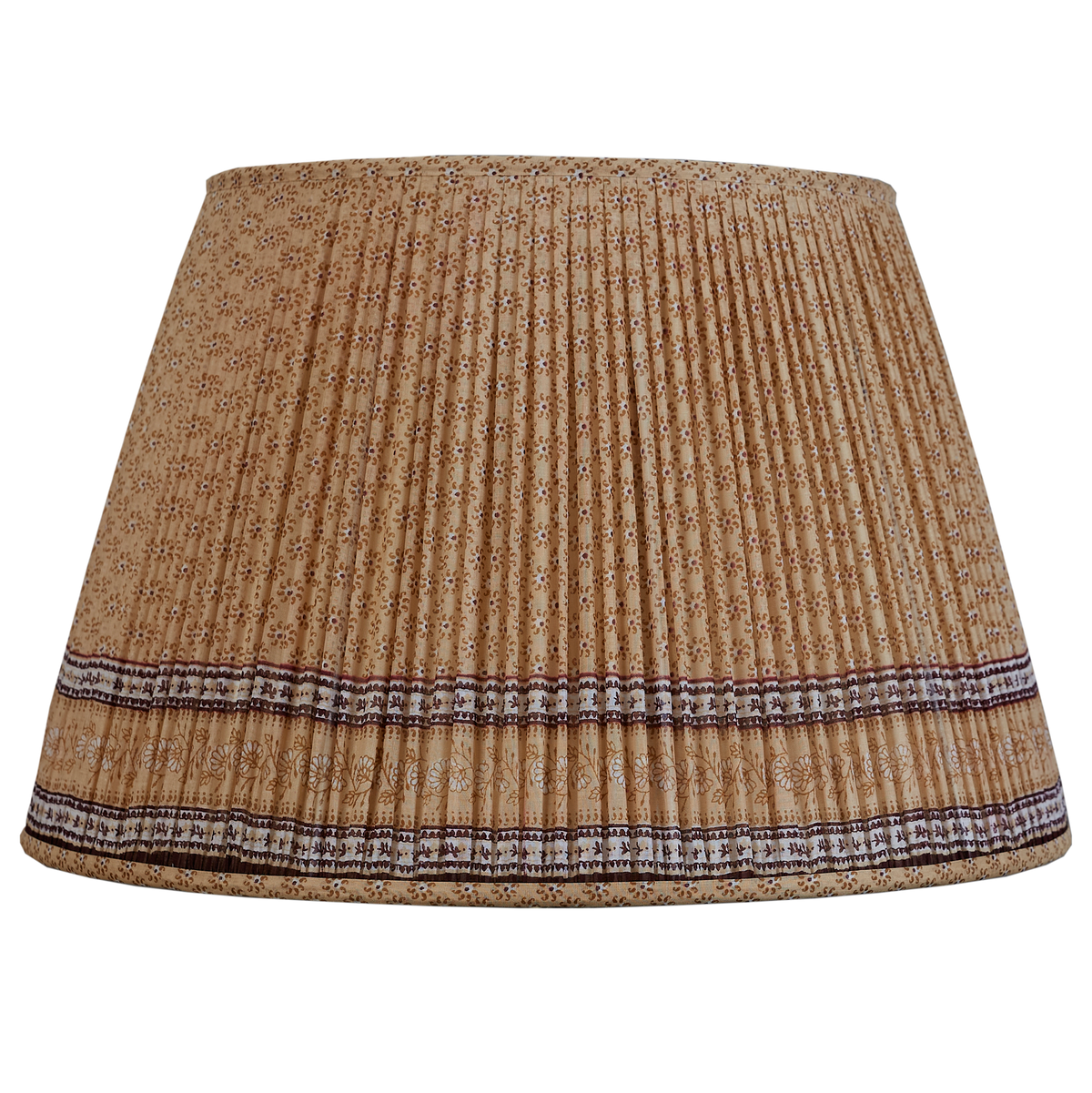 20 Inch Caramel and brown sun design silk sari lampshade with border