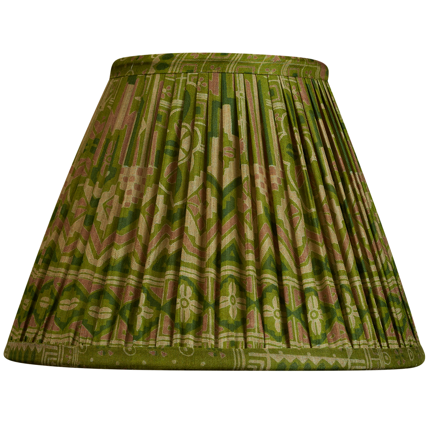 8 inch French drum vibrant green and lilac geometric design silk sari lampshade