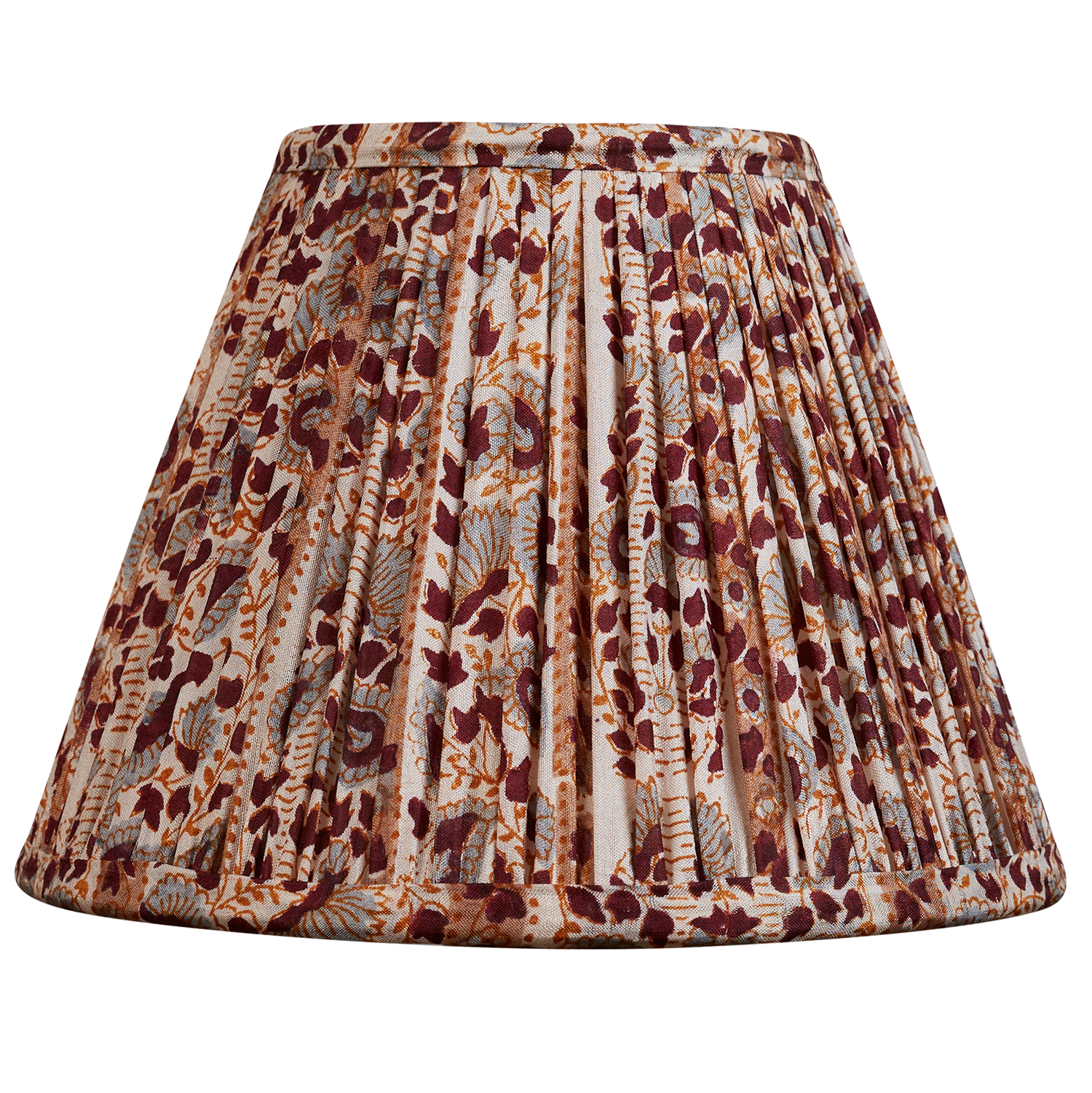 8 inch Burgundy and grey floral design French drum silk sari lampshade