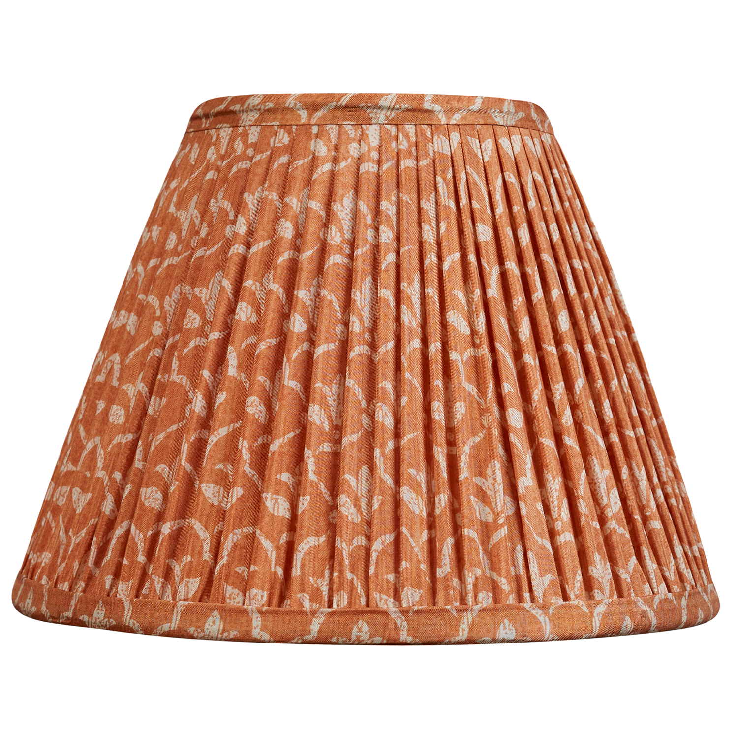 8 inch Coppery orange Fleur de lys design French drum silk sari lampshade