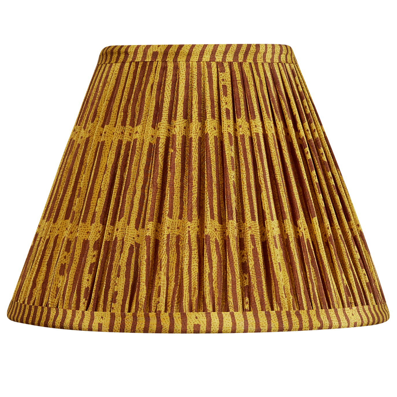 8 inch French drum mustard and brown geometric design silk sari lampshade