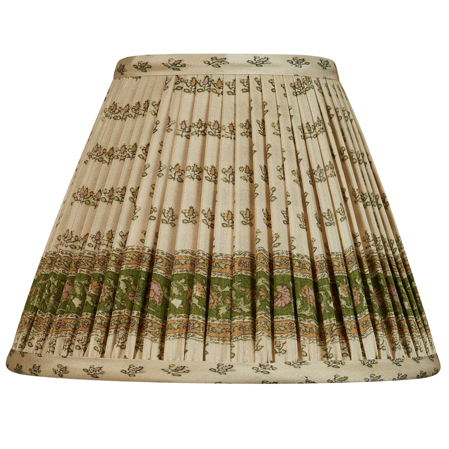 8 inch Petites fleurs French drum sari style gathered silk lampshade with border