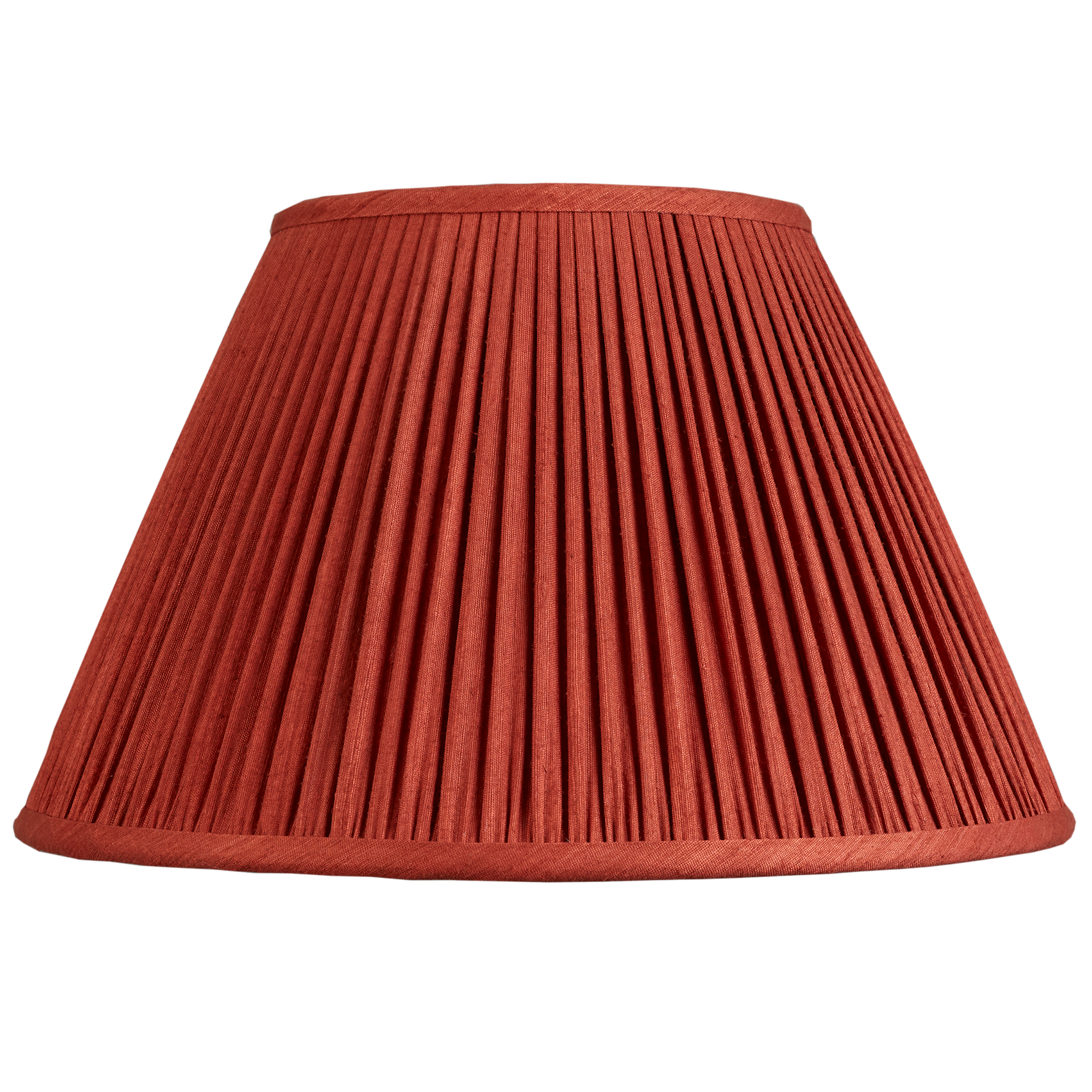 14 inch Gathered red/coral Mulberry silk French drum lampshade