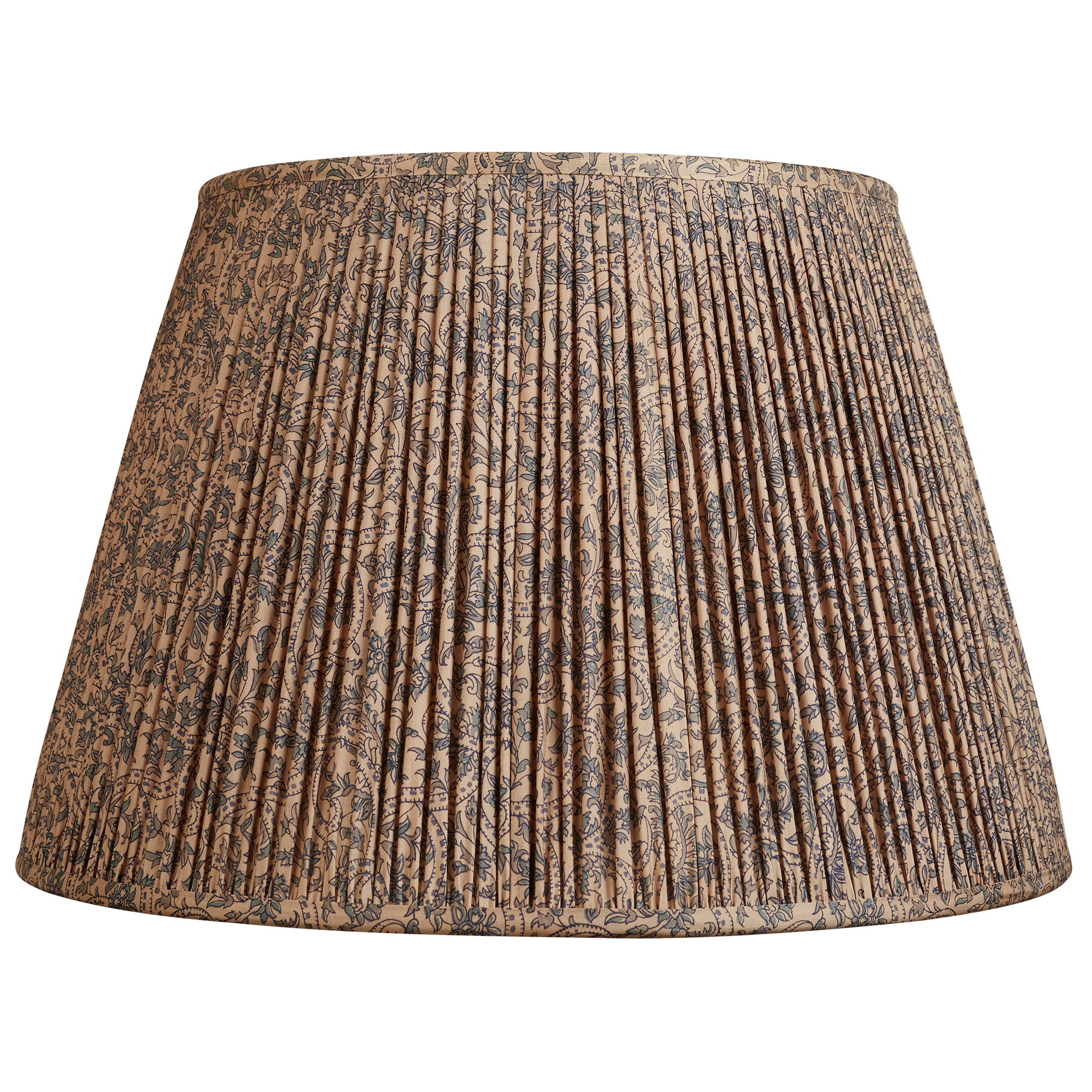 18 Inch Khaki and grey floral design silk sari lampshade