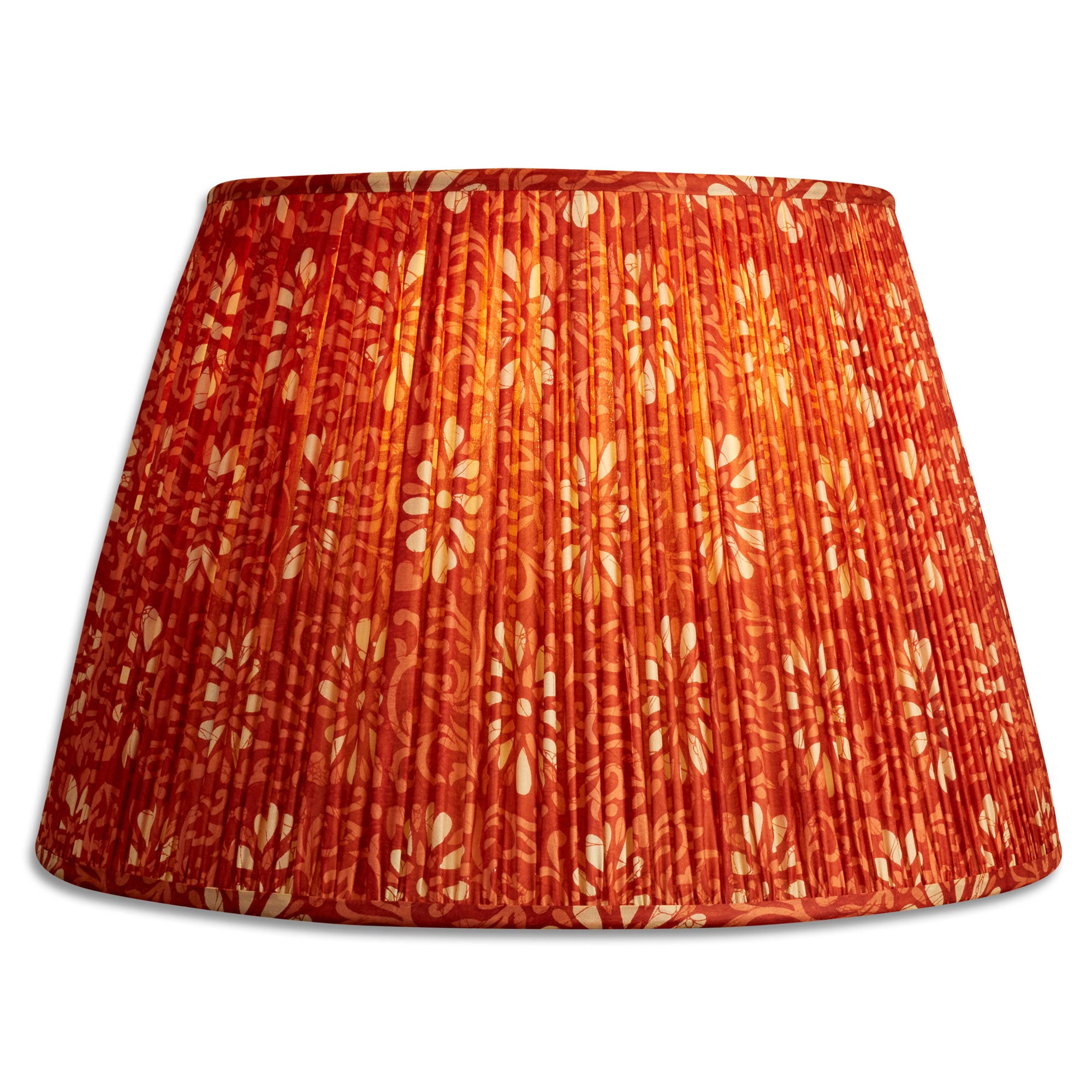 18 Inch Sienna and orange floral silk sari lampshade