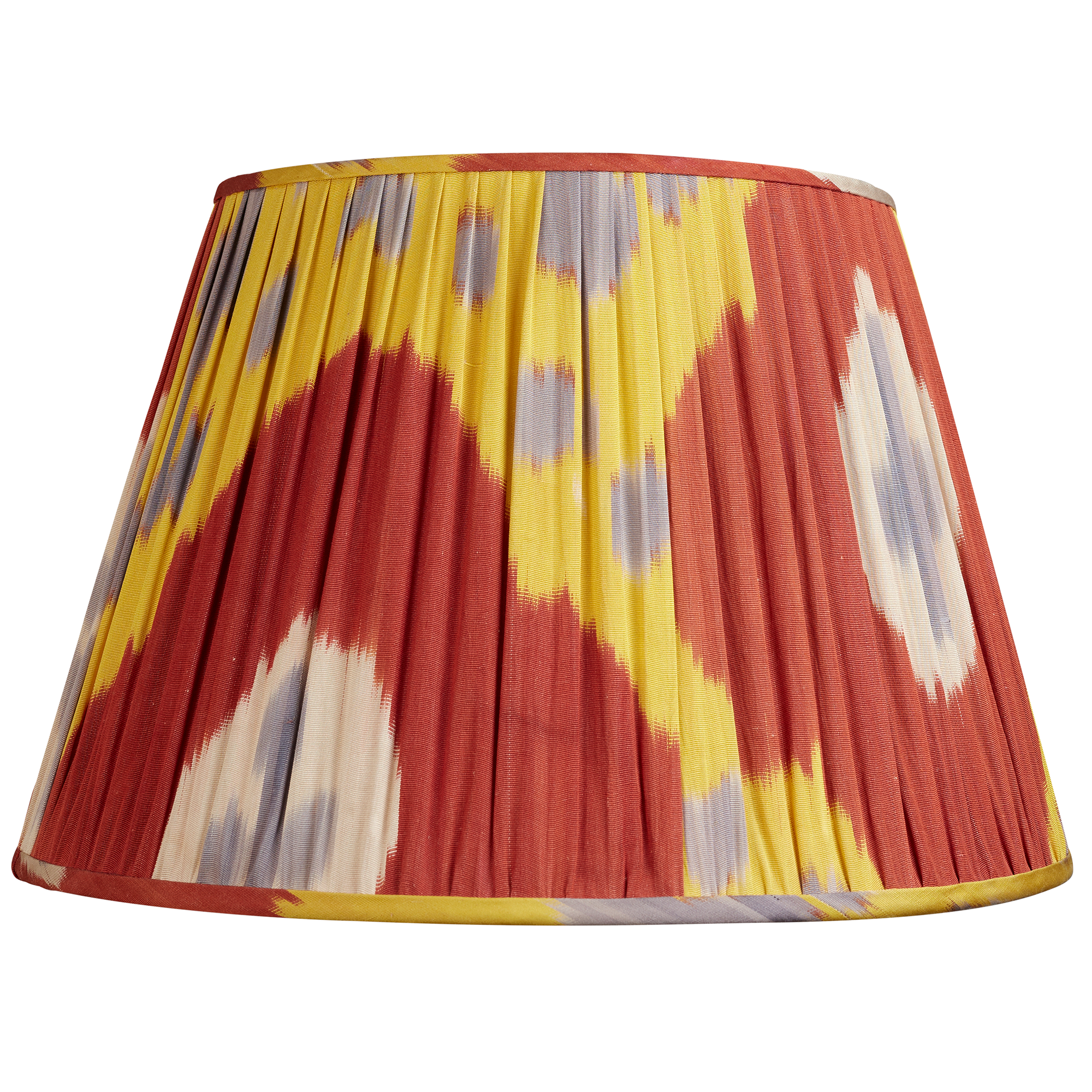 18 Inch Red and Yellow Cotton and Silk Ikat Lampshade