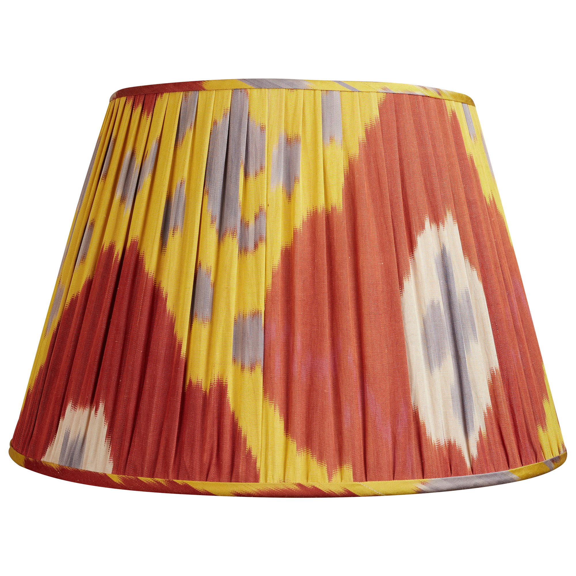 18 Inch Red and Yellow Cotton and Silk Ikat Lampshade