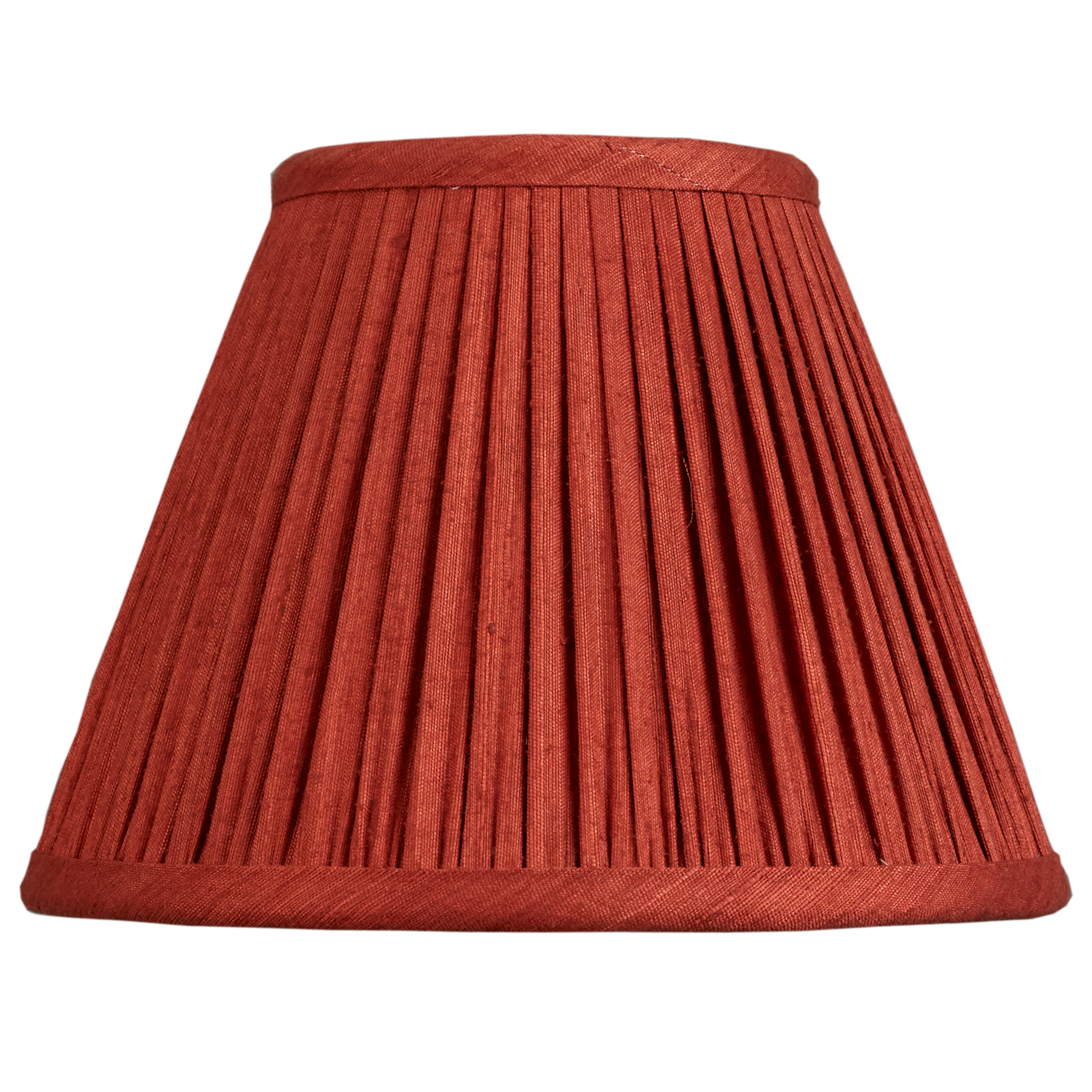 8 inch Gathered red/coral Mulberry silk French drum lampshade