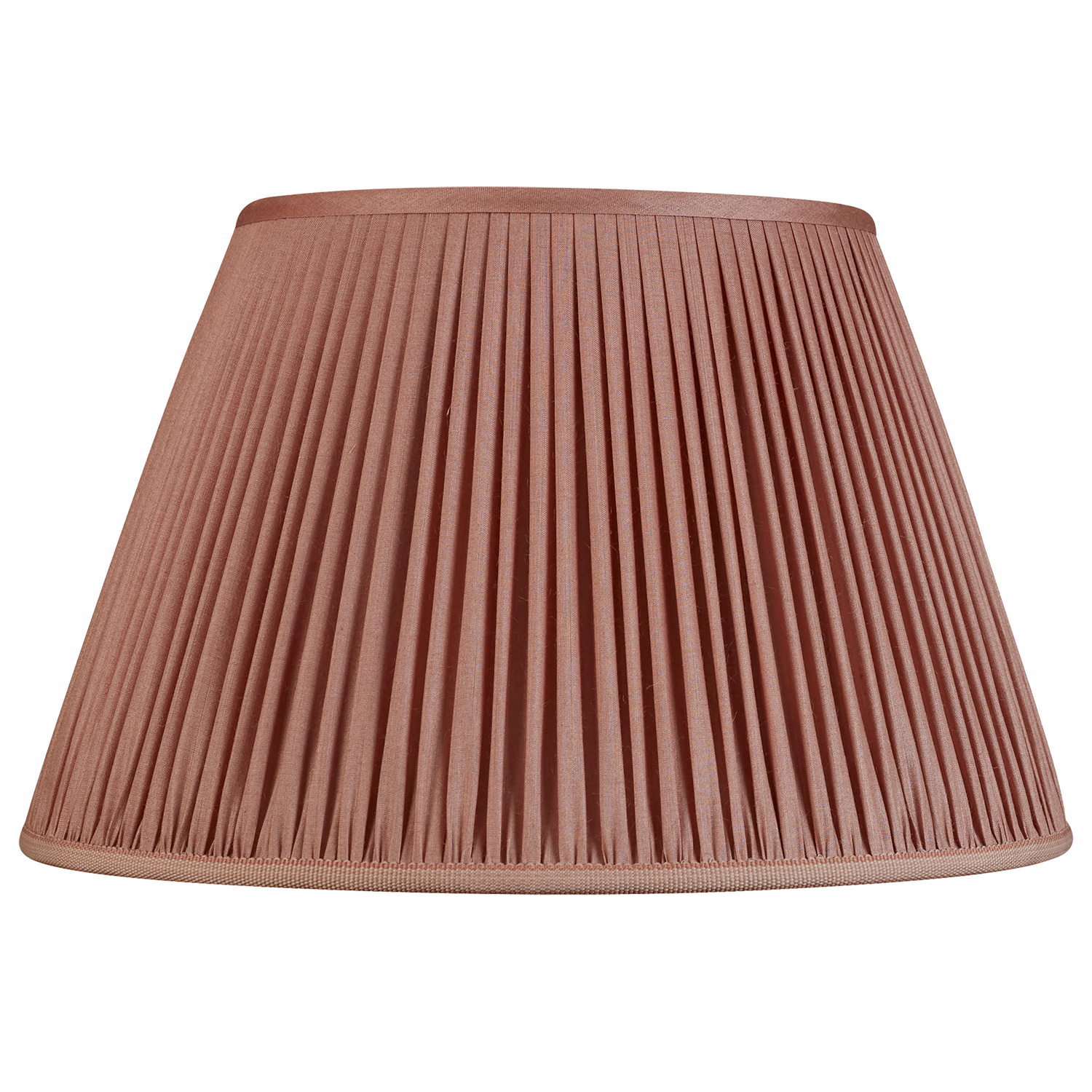 14 inch (36cm) Dusky pink Tussar silk lampshade with trim to base