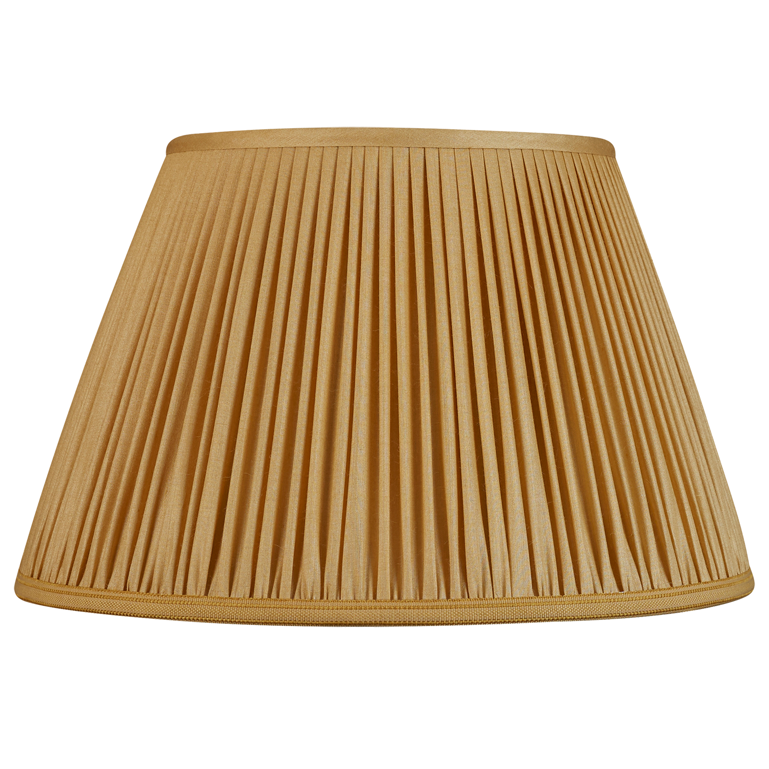 14 inch (36cm) Sand yellow Tussar silk lampshade with trim to base