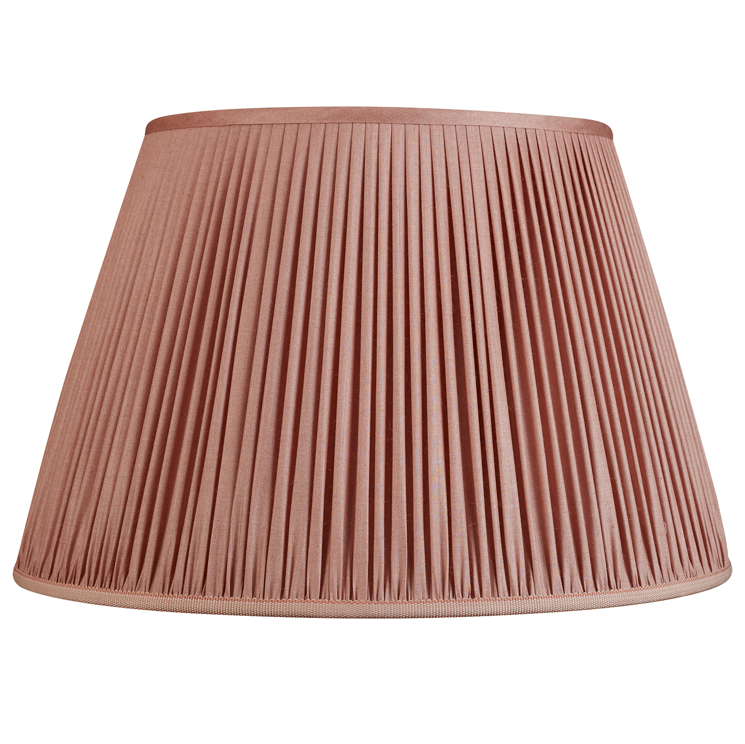 16 Inch Dusky pink Tussar silk lampshade with trim to base