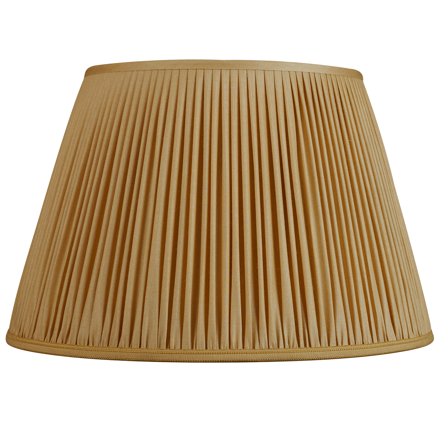 16 Inch Sand yellow Tussar silk lampshade with trim to base