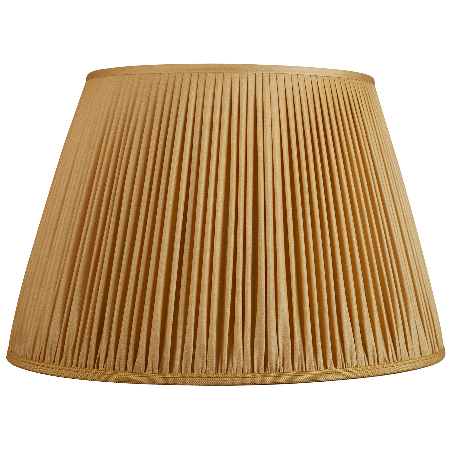 18 Inch Sand yellow Tussar silk lampshade with trim to base