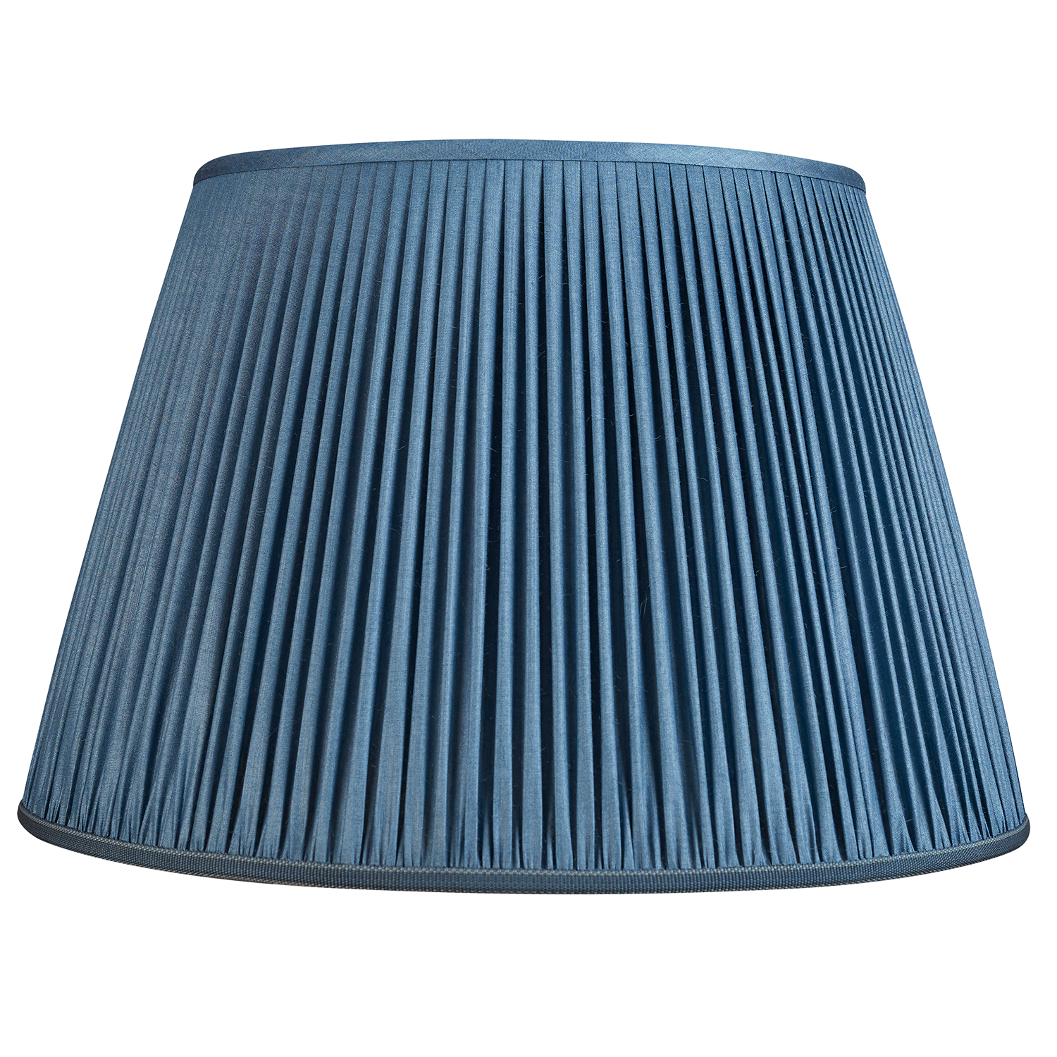 22 Inch - 56cm Ink blue Tussar silk lampshade with trim to top and bottom