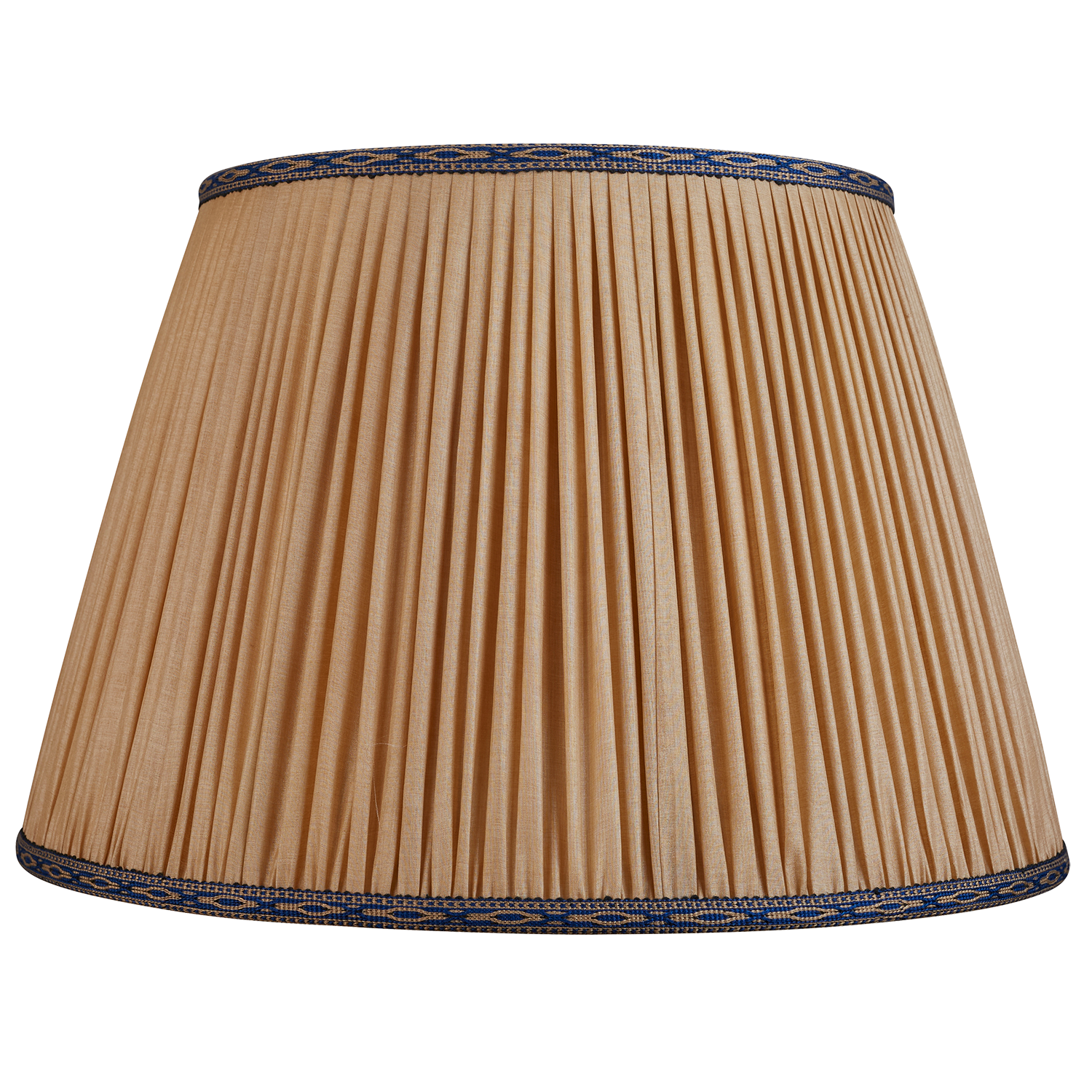 18 Inch - 46cm Vintage plain Tussar silk lampshade with blue embroidered trim