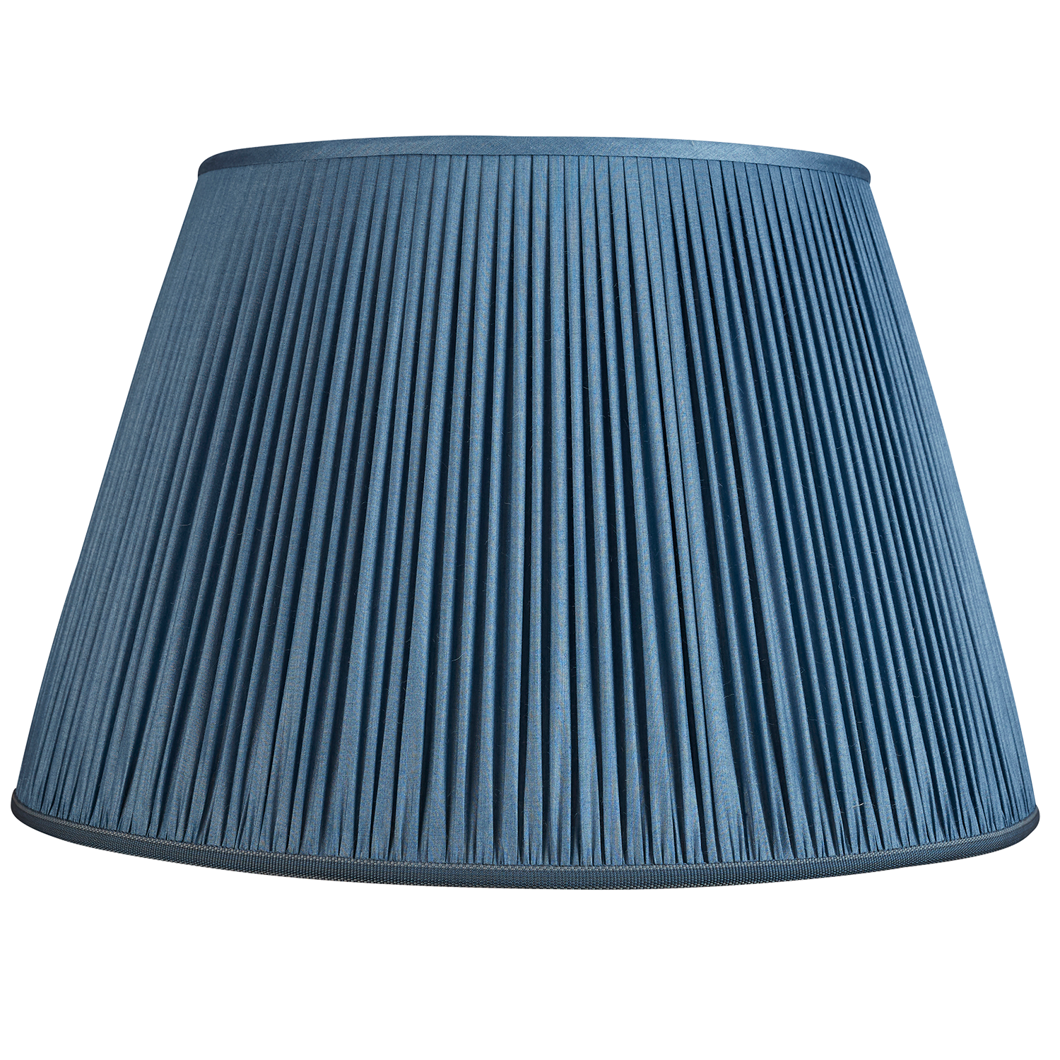 20 inch Ink blue Tussar silk lampshade with trim to base