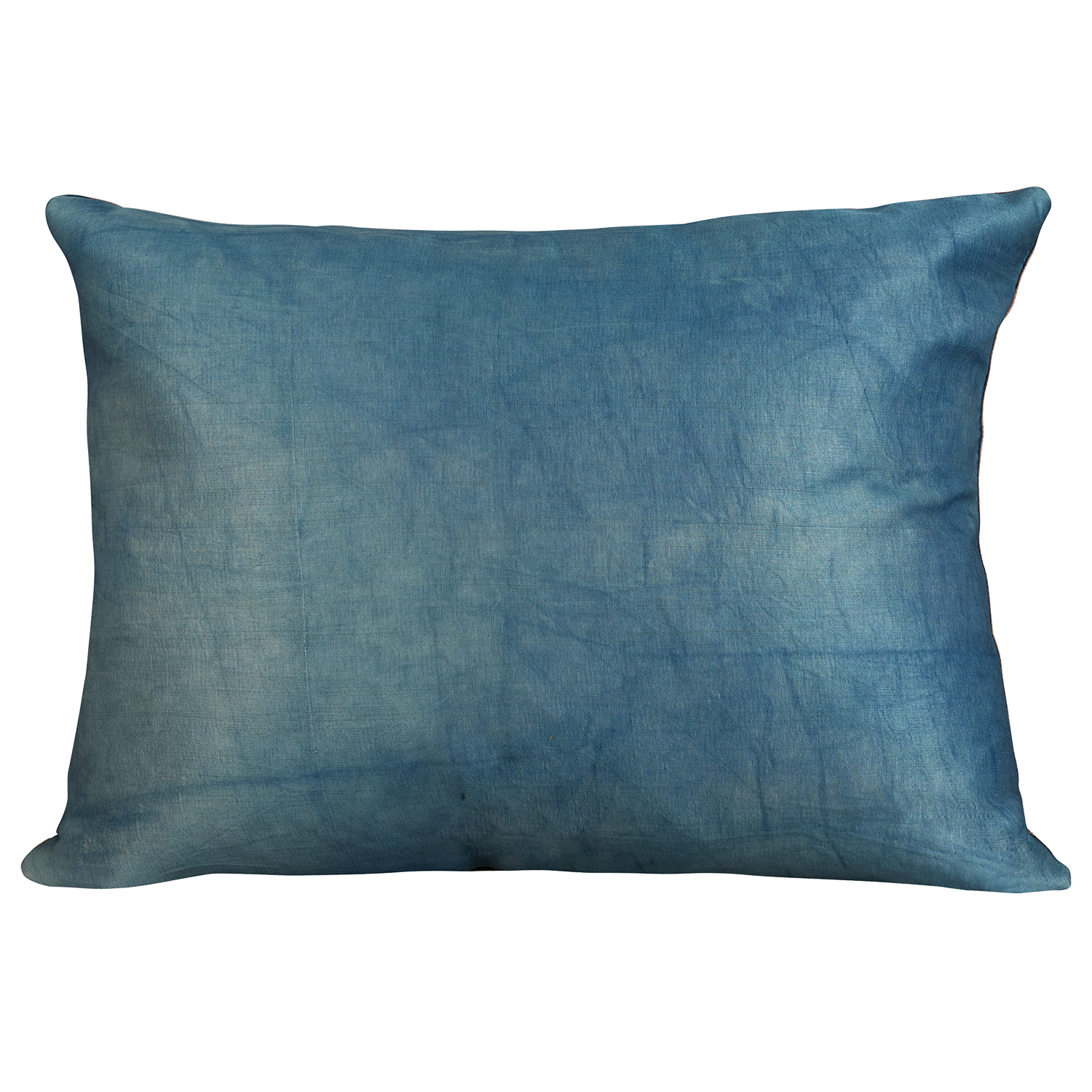 Rectangular silk suzani cushion with floral carnation design on an imperial blue background