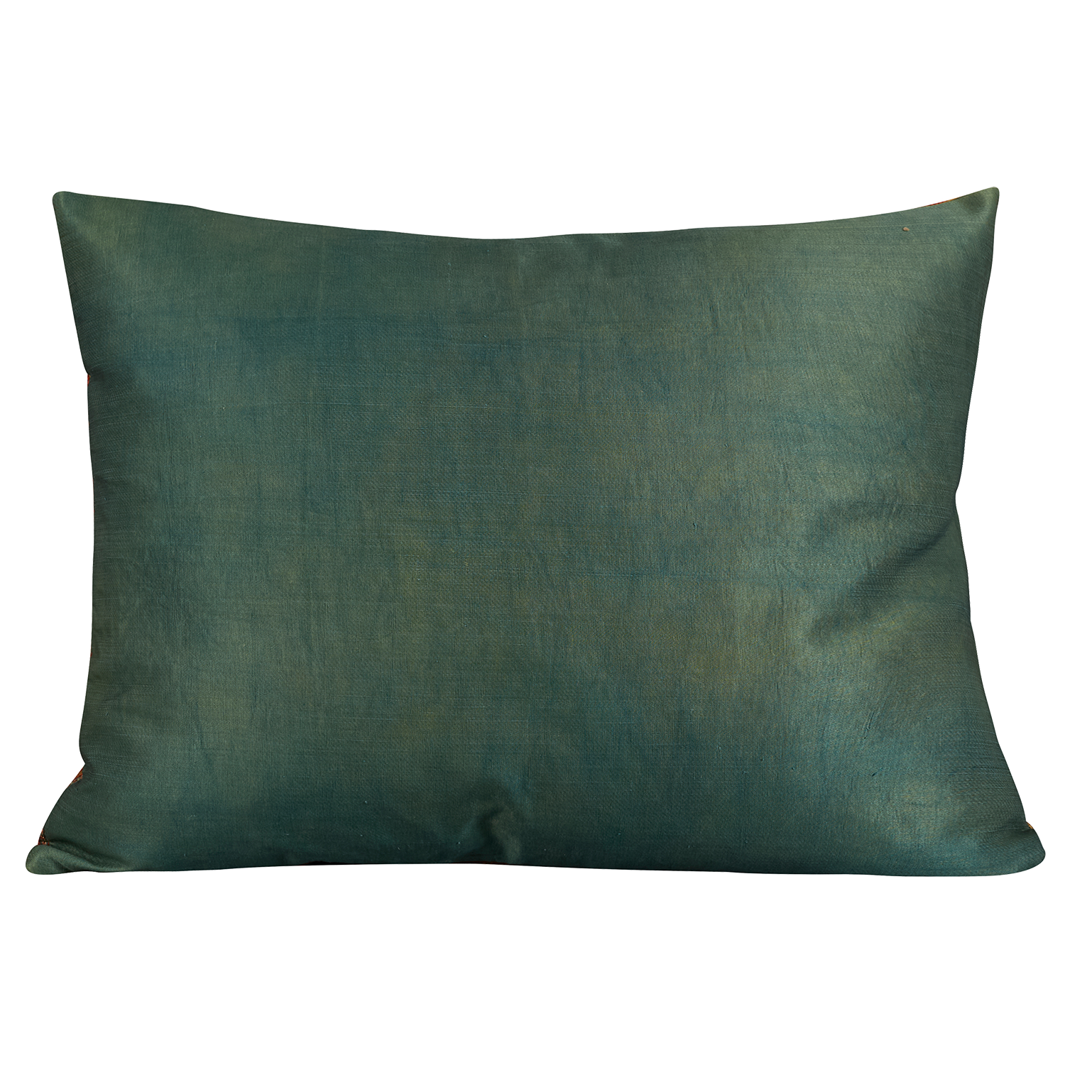 Rectangular silk suzani cushion pink floral embroidery on gold silk background