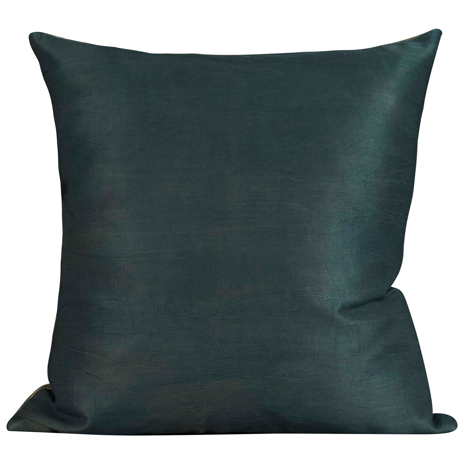 Square silk suzani cushion with classic ottoman oxblood carnation design on cream silk background with blue silk back