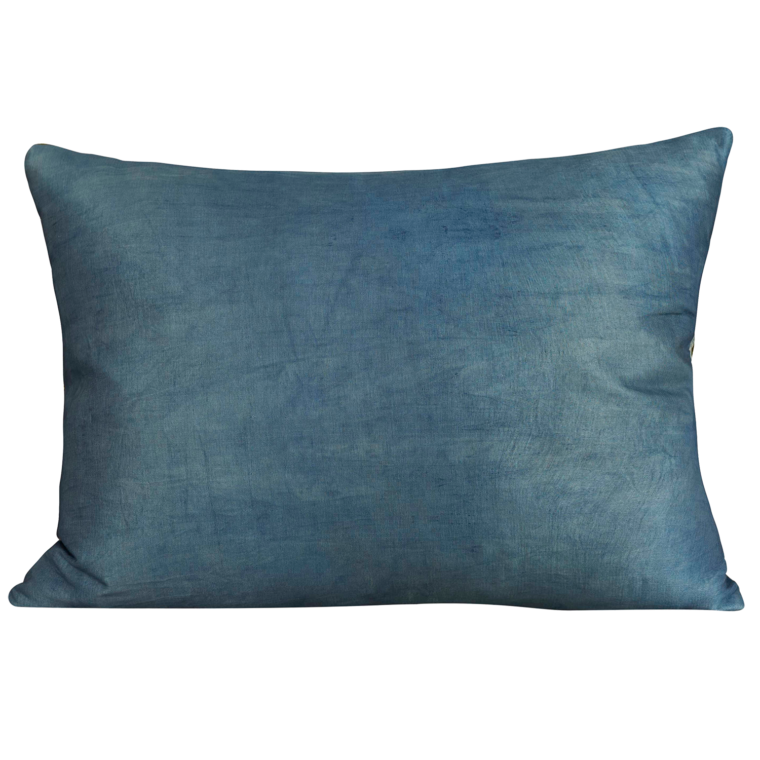 Rectangular silk suzani cushion with unusual palm tree design on green background