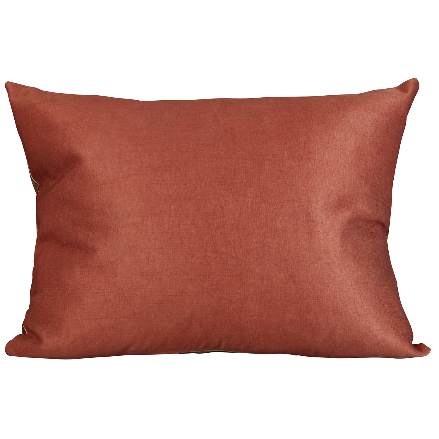 Rectangular silk suzani cushion with stylised tulip in a trellis design