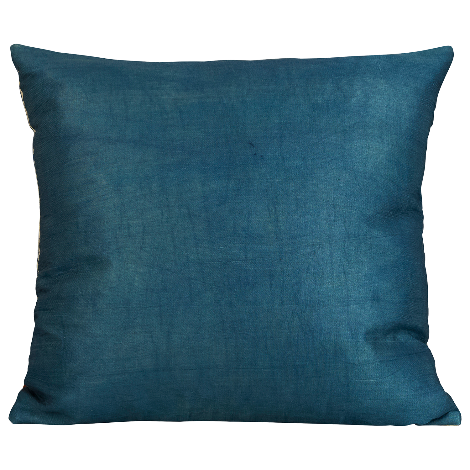 Square silk suzani cushion with stylised Anatolian motifs and central medallion
